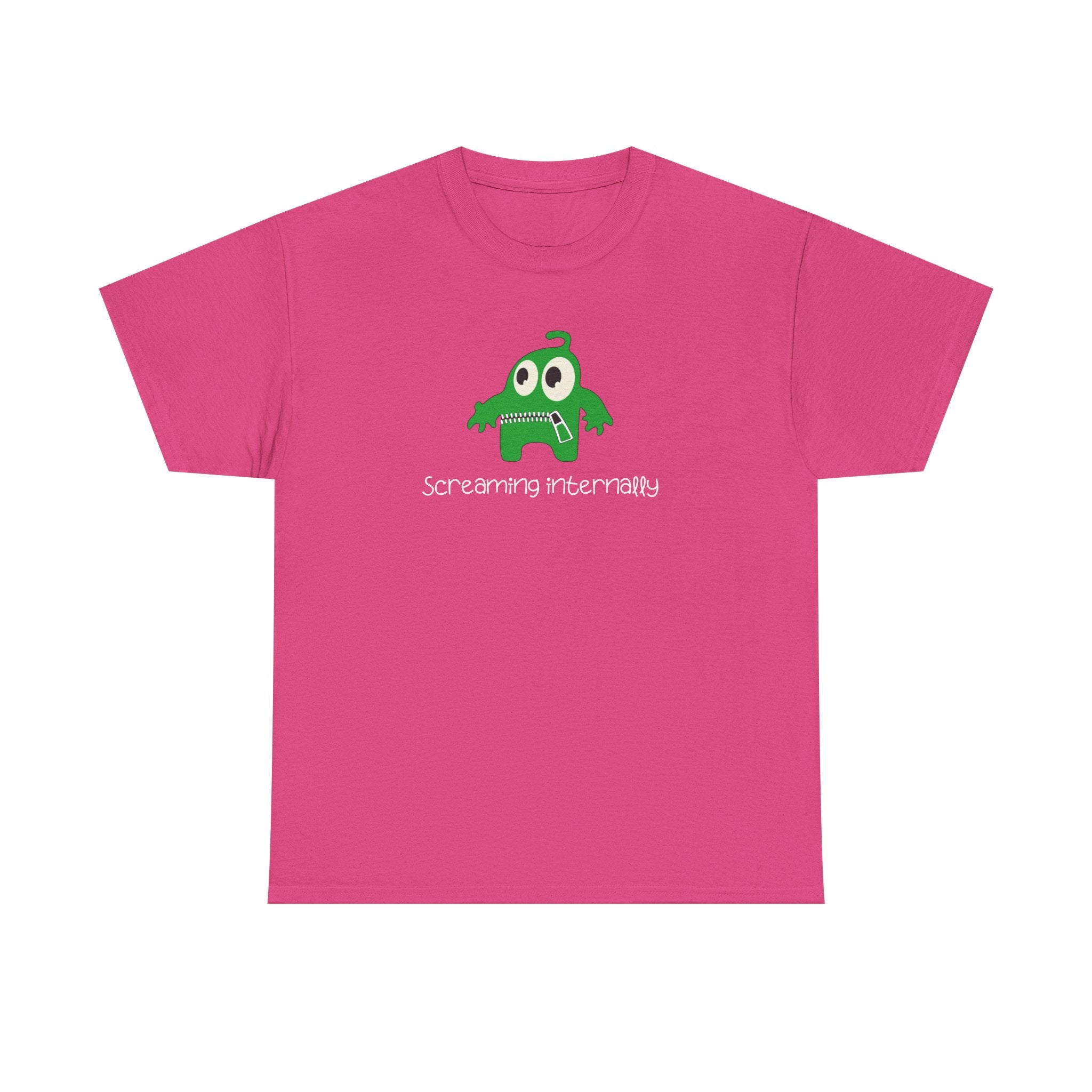 Screaming Internally Tee — Cute Green Monster Graphic Shirt