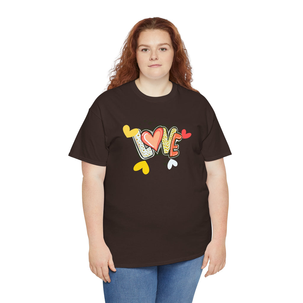 Love Heart Graphic Tee — Retro Doodle "LOVE" Design