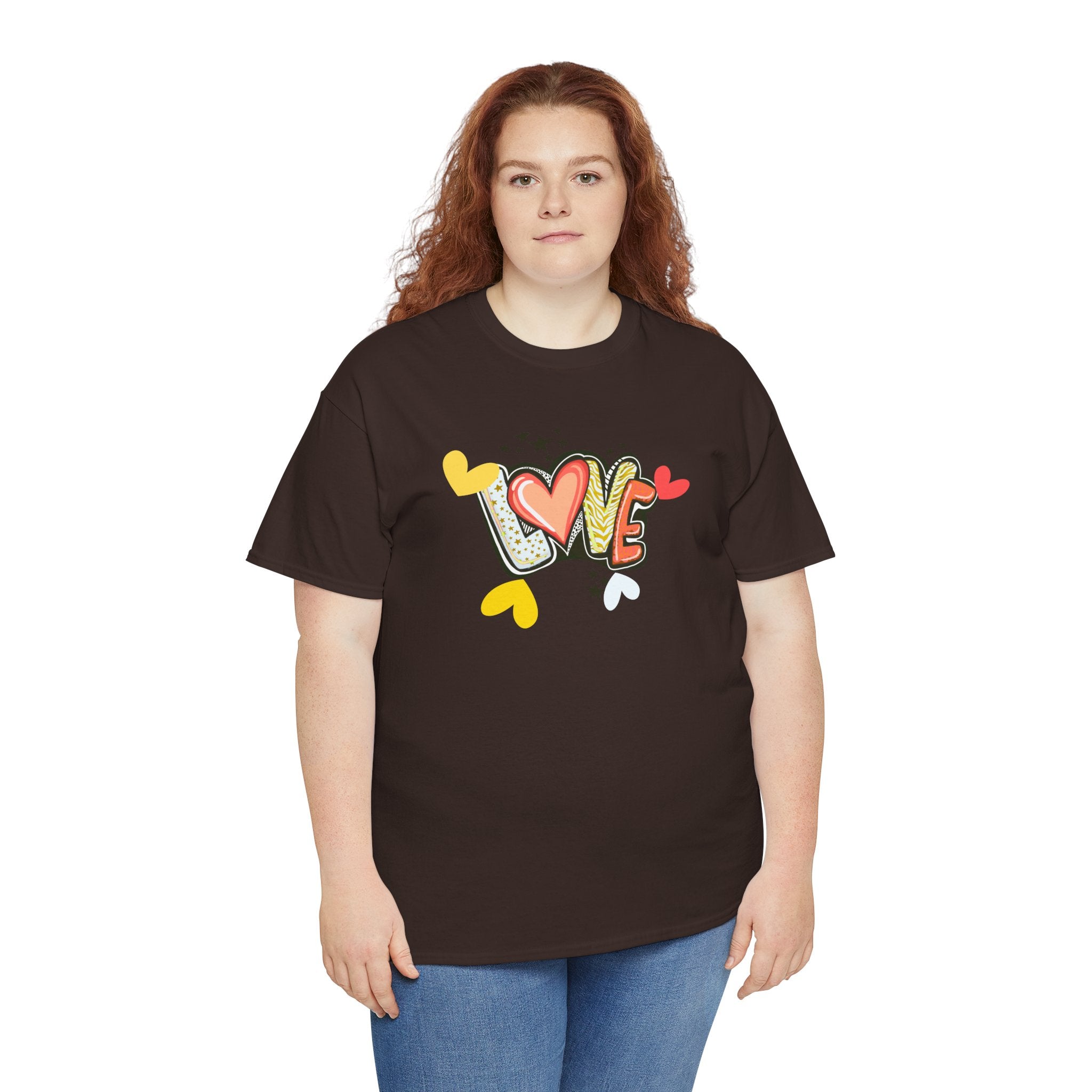 Love Heart Graphic Tee — Retro Doodle "LOVE" Design