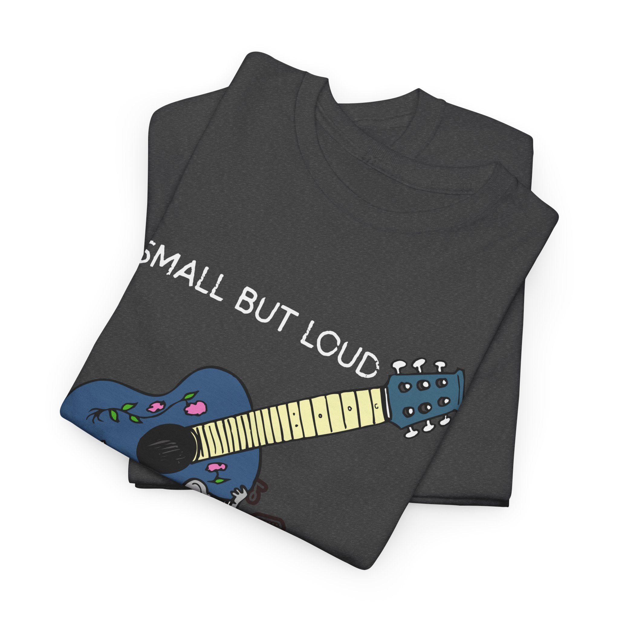 T-Shirt — "Small But Loud" Cute Mouse with Guitar Graphic