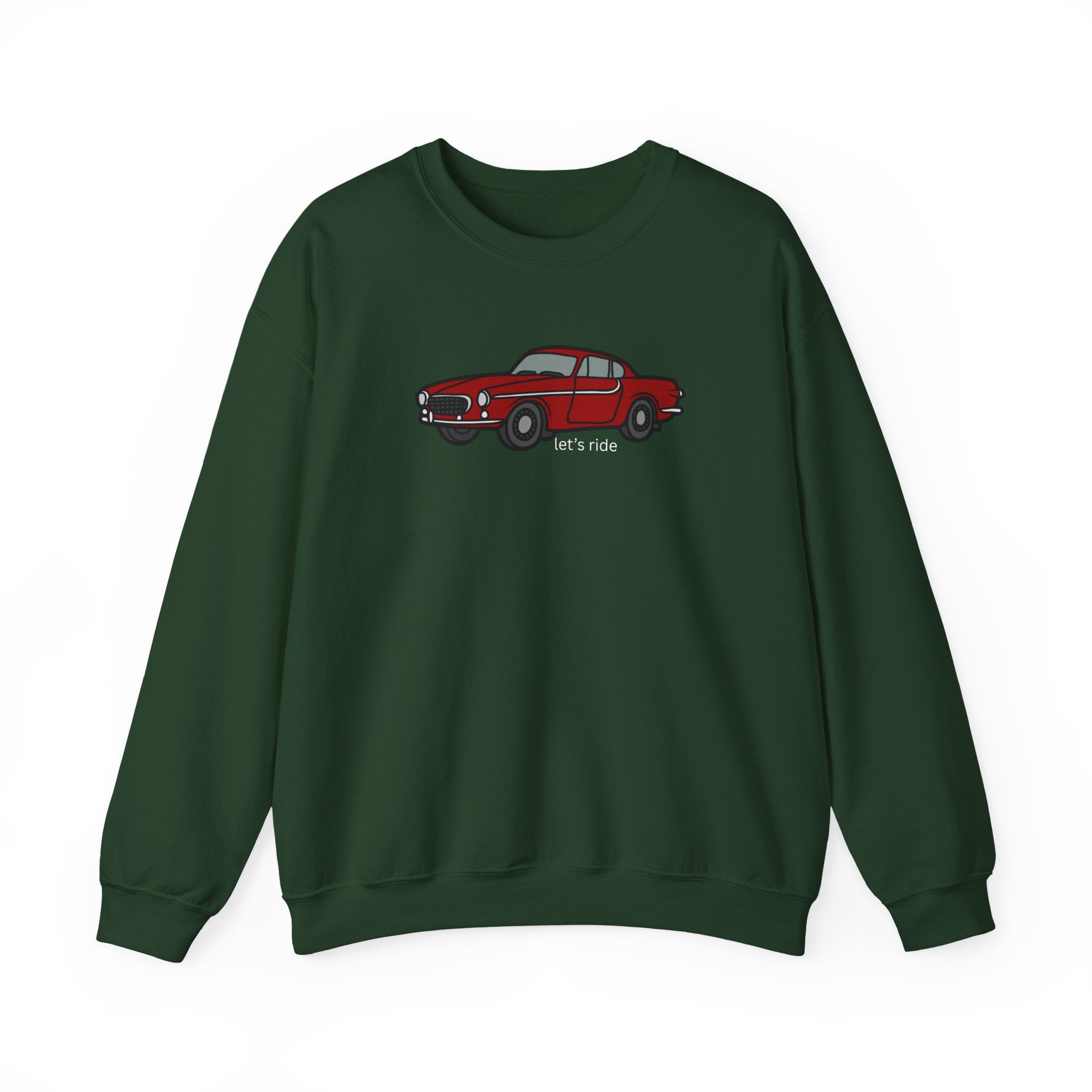 Classic Red Muscle Car Sweatshirt — “let’s ride” Crewneck
