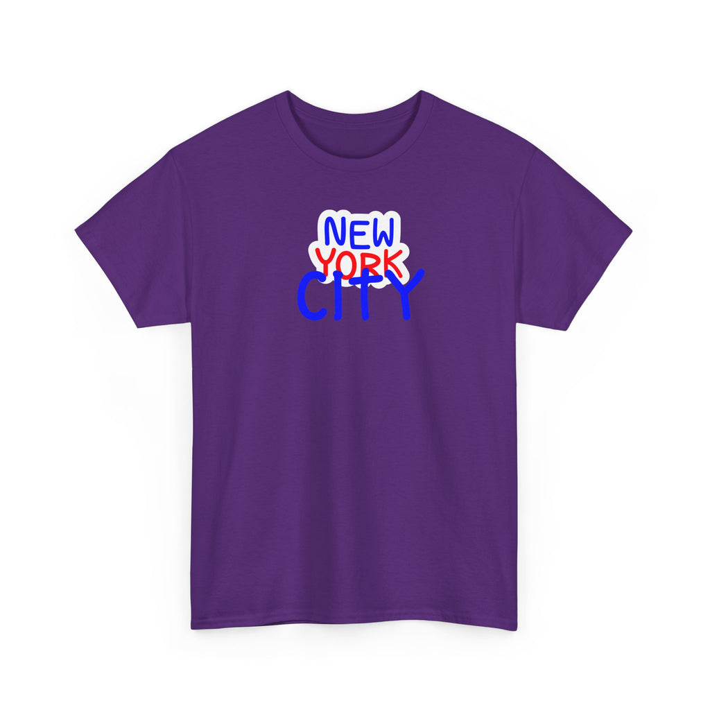 New York City Graphic Tee - Handwritten Red & Blue NYC T-Shirt