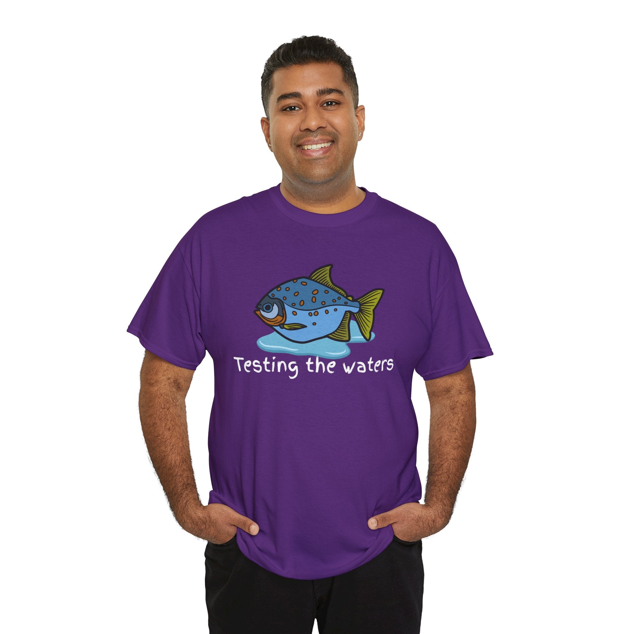 Fishing T‑Shirt — 'Testing the Waters' Blue Fish Tee