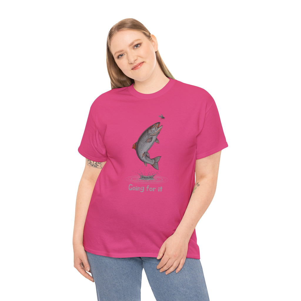 Fishing T‑Shirt — Leaping Trout 'Going for it' Graphic Tee