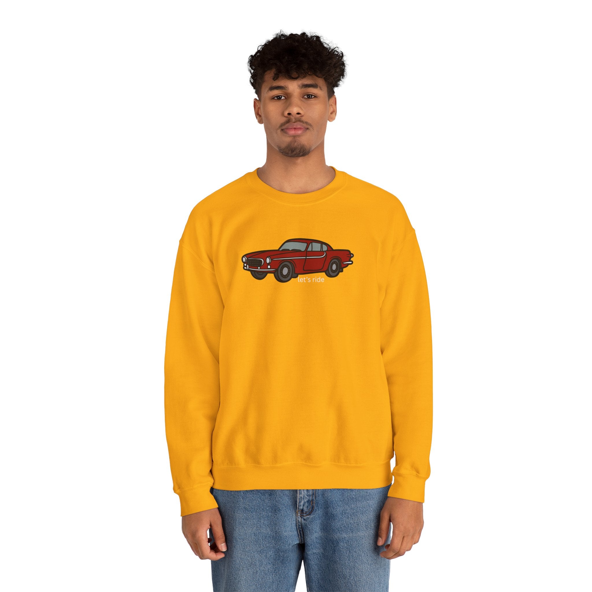 Classic Red Muscle Car Sweatshirt — “let’s ride” Crewneck