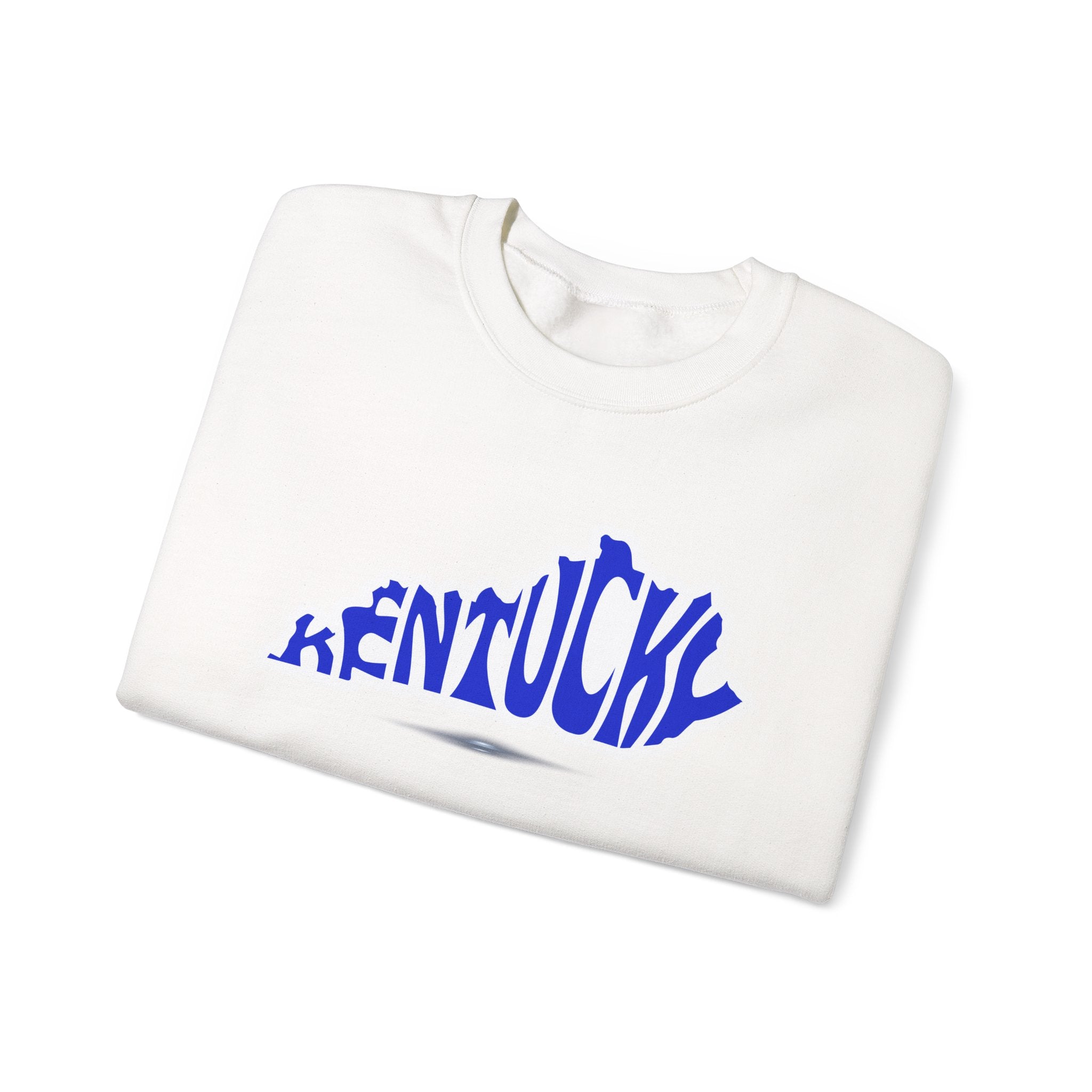 Kentucky State Outline Crewneck Sweatshirt — Blue 'Kentucky' Typography