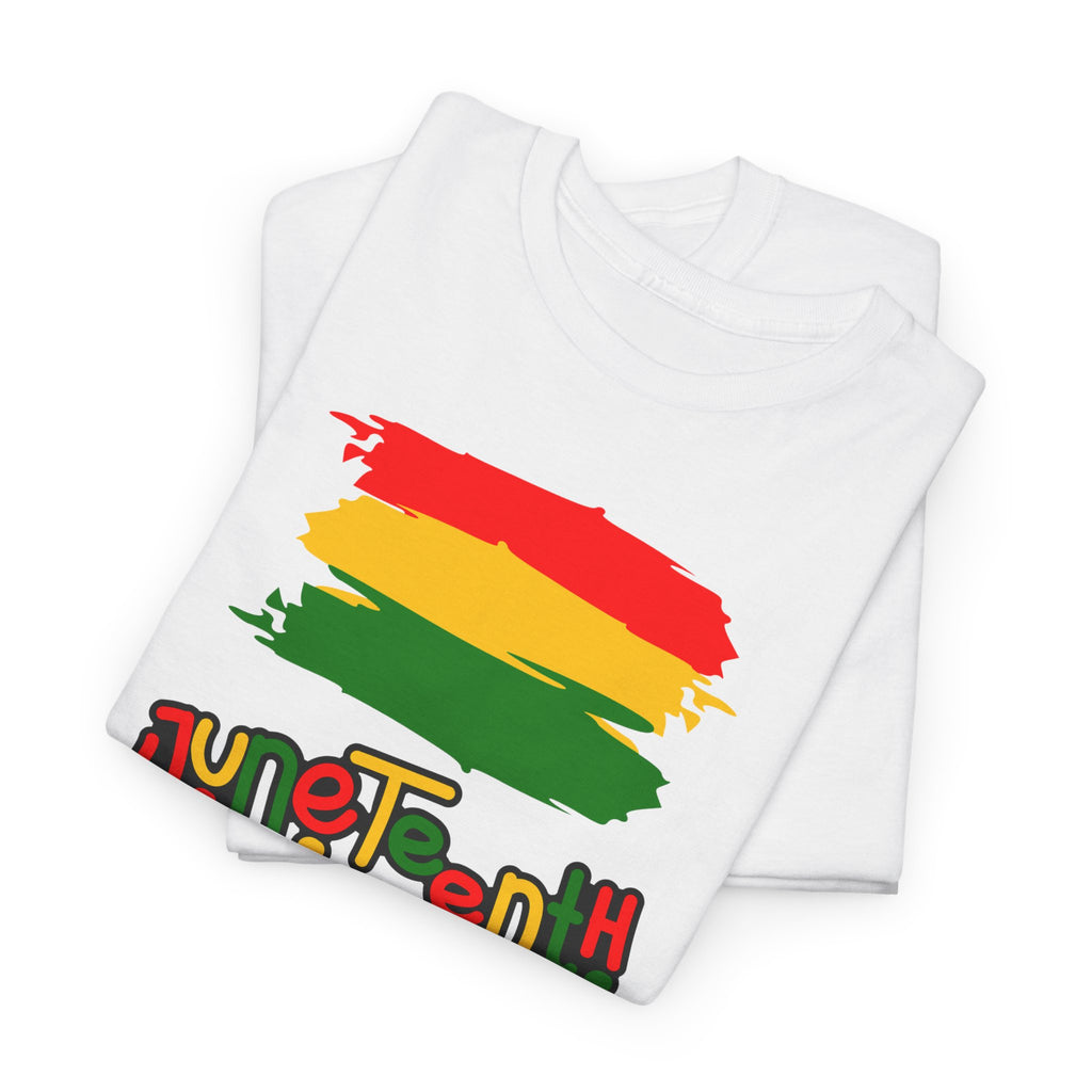 Juneteenth Graphic Tee — Rasta Flag Brushstroke Design