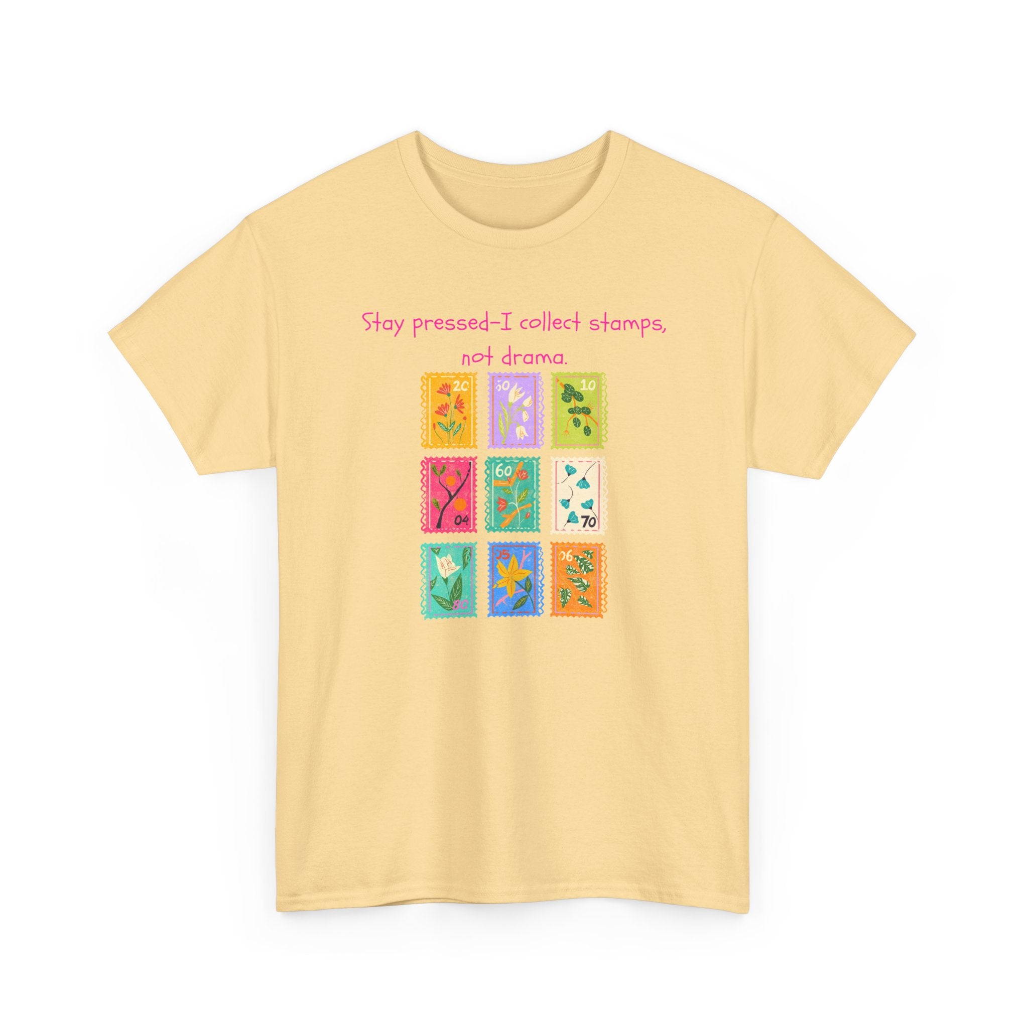 Stamp Collector Graphic Tee – "Stay pressed—I collect stamps and drama"
