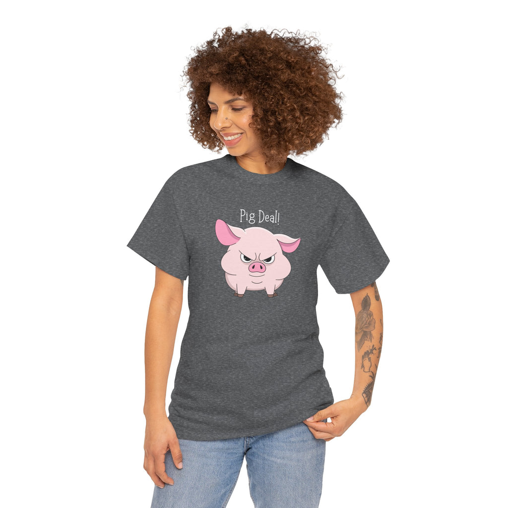 Pig Deal! Cute Angry Pig Graphic Tee — Funny Farm Animal T-Shirt