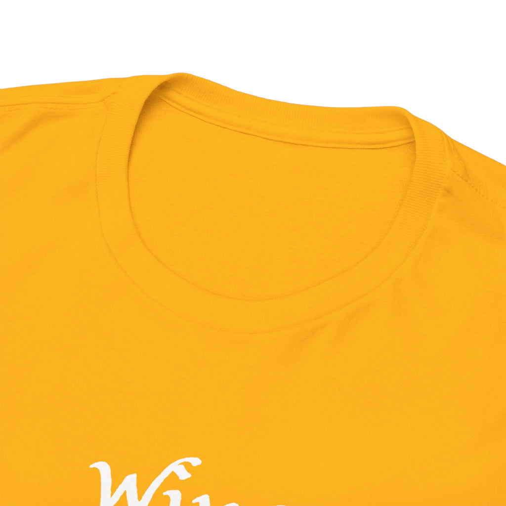 Wine Graphic Tee — Minimalist Small Chest 'wine' Text T‑Shirt