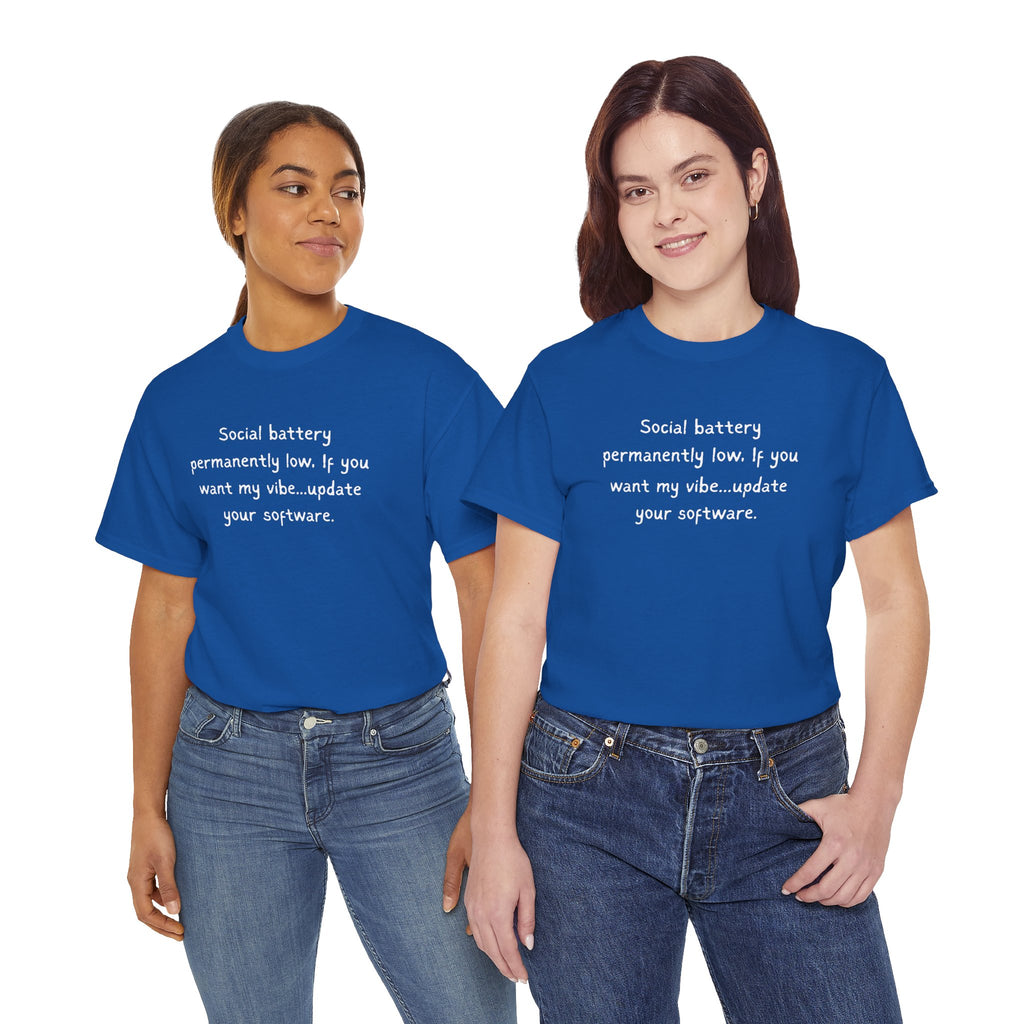 Social Battery Permanently Low Tee — Introvert Humor Cotton T-Shirt