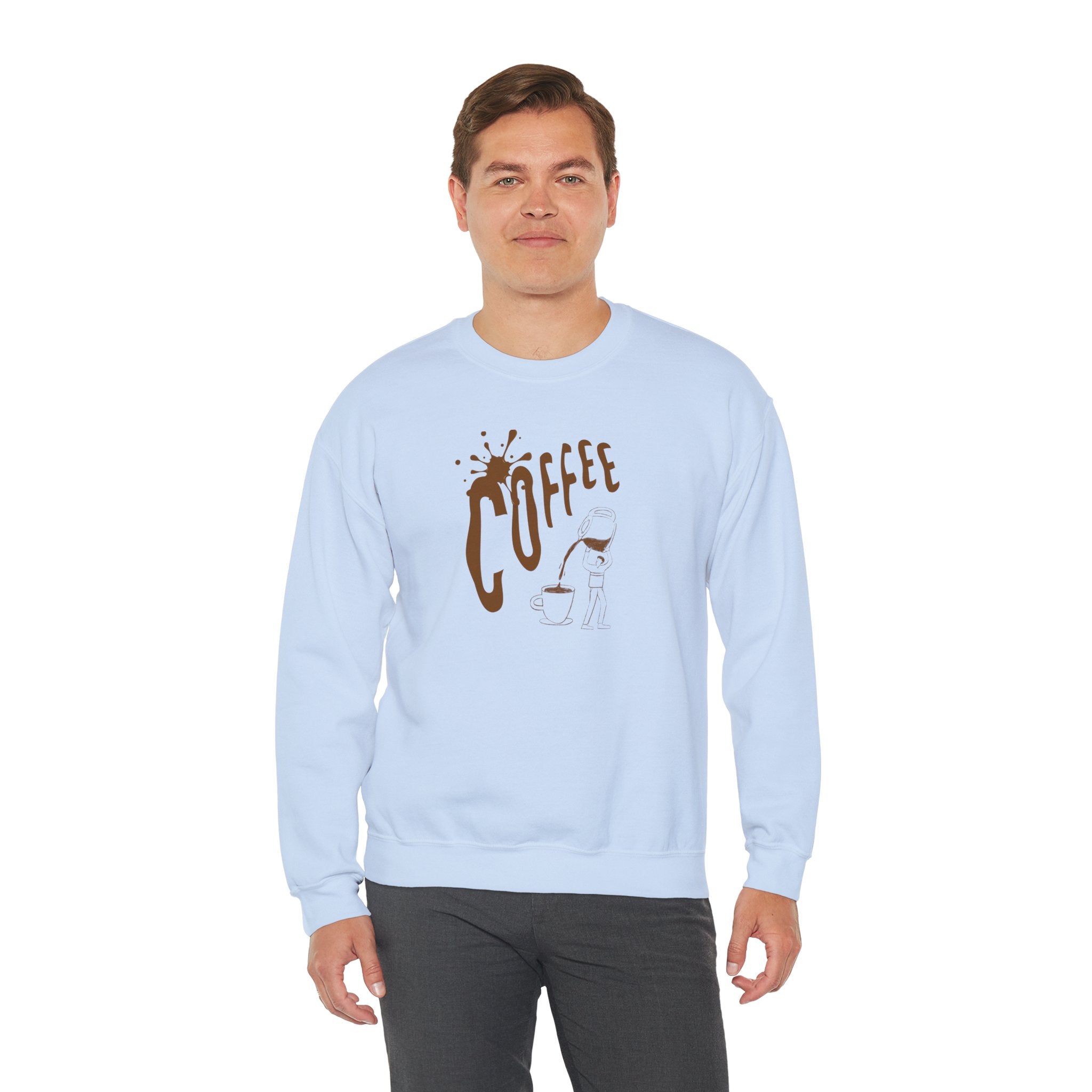Coffee Lover Crewneck Sweatshirt — Retro Brown Coffee Graphic