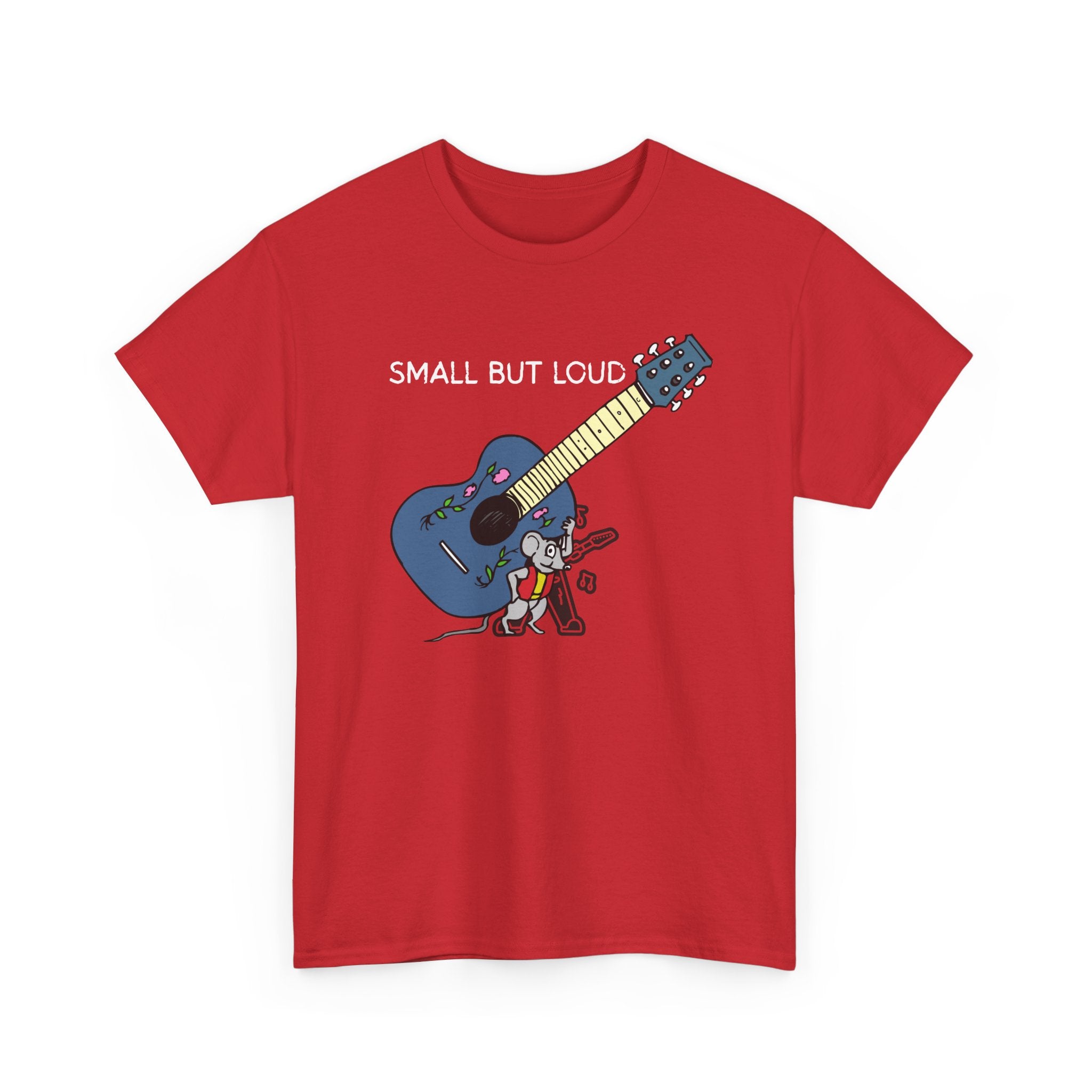 T-Shirt — "Small But Loud" Cute Mouse with Guitar Graphic