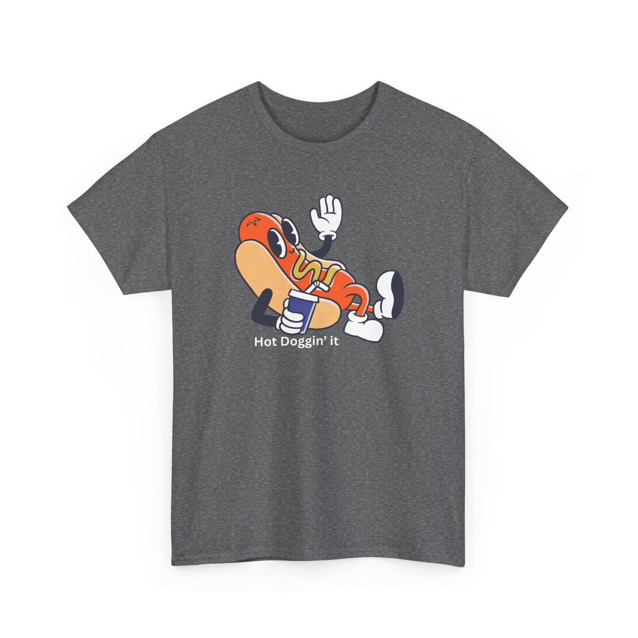 Hot Dog Character T‑Shirt – Retro Cartoon Dancing Sausage Tee