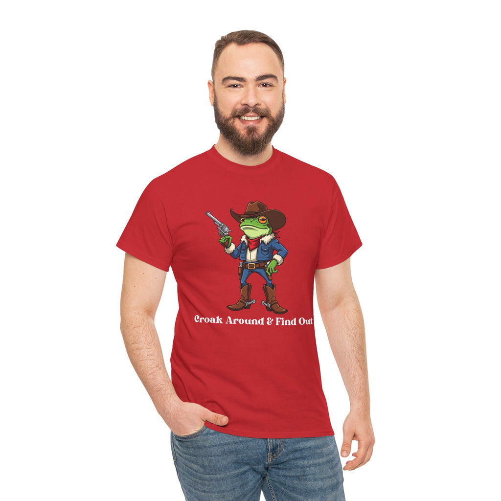 Cowboy Frog T-Shirt - "Croak Around & Find Out" Funny Western Graphic Tee