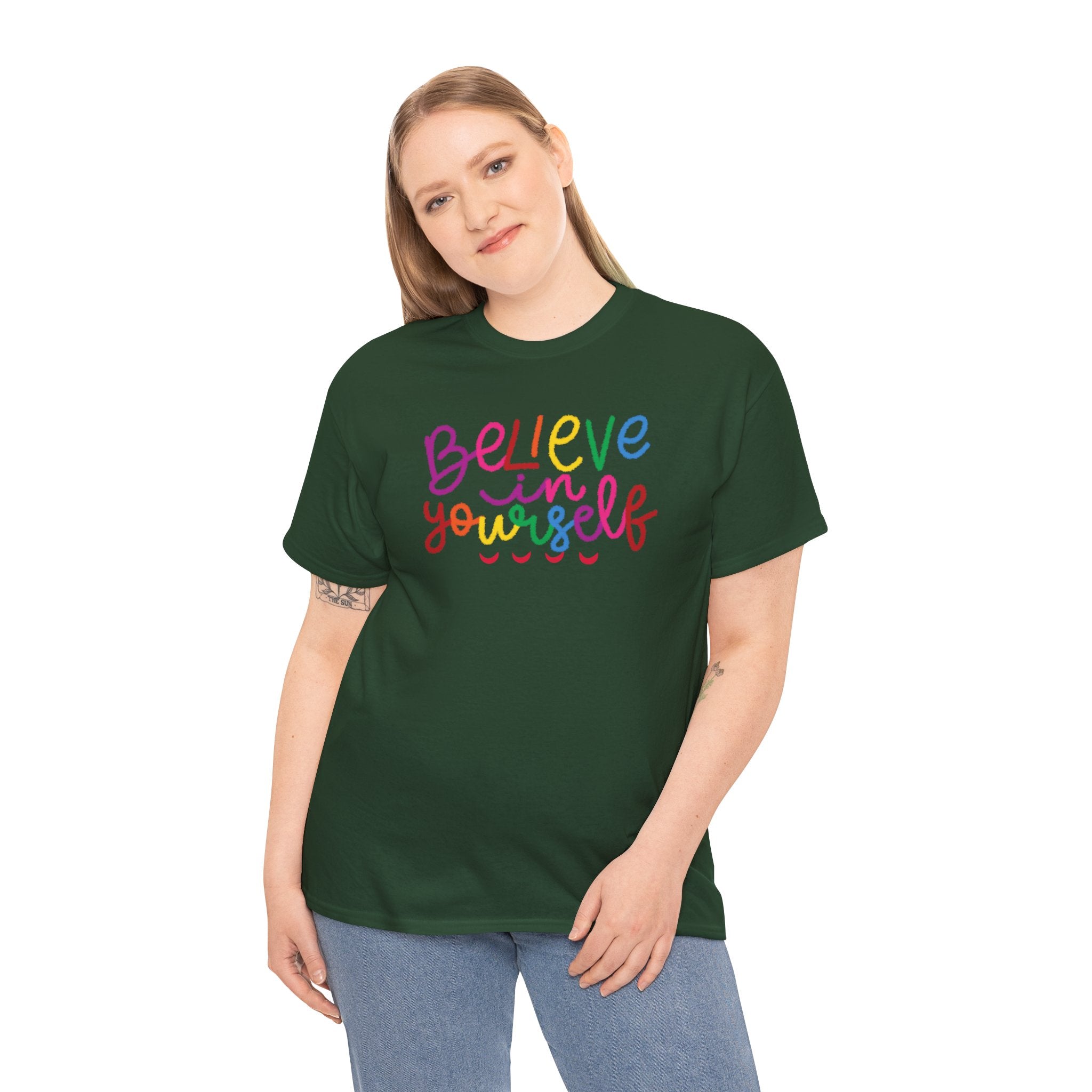 Believe in Yourself Tee — Rainbow Inspirational Motivational Shirt