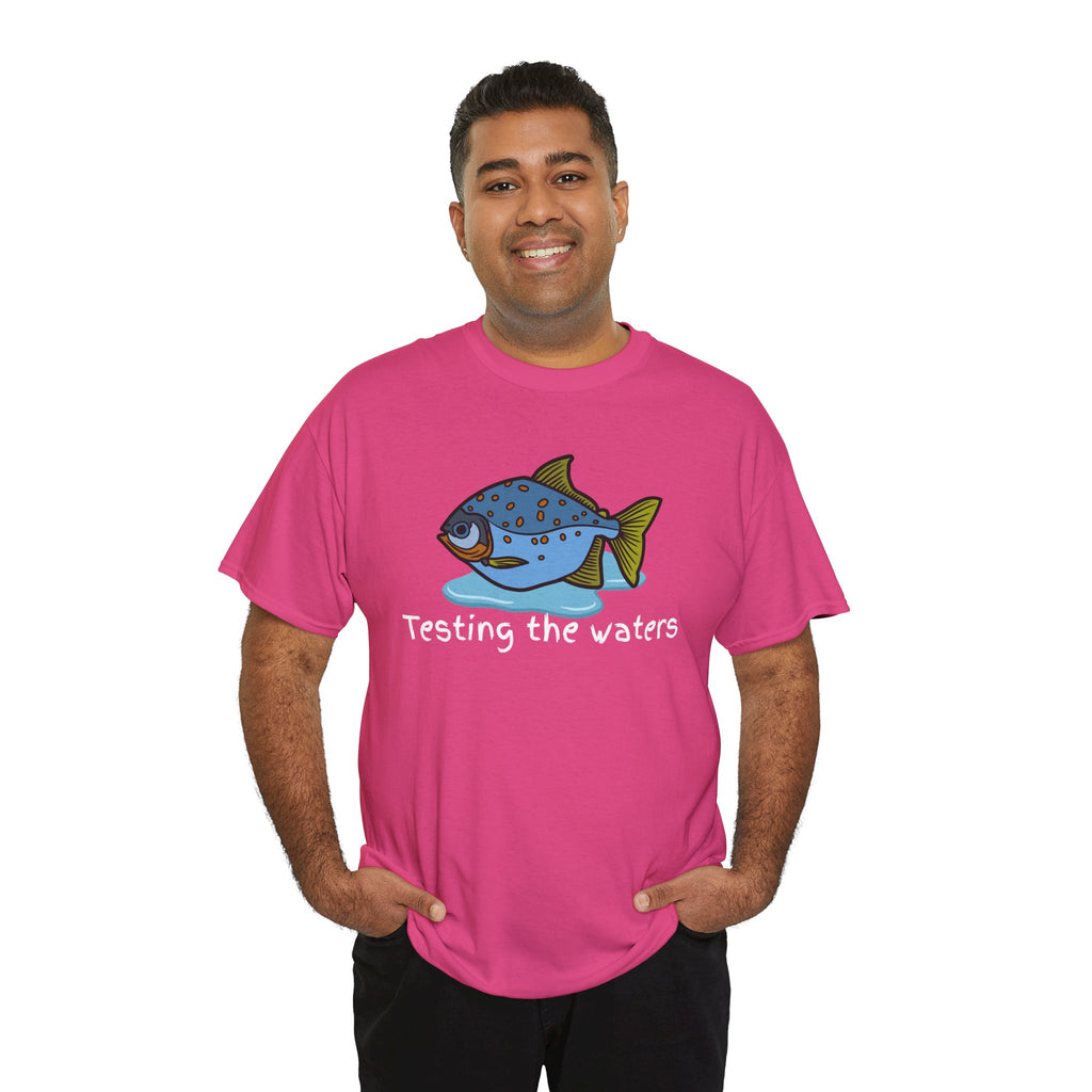 Fishing T‑Shirt — 'Testing the Waters' Blue Fish Tee