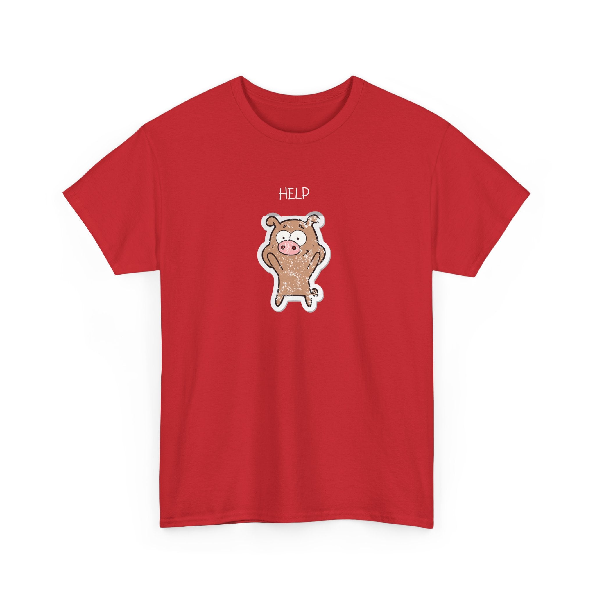 Help Pig Graphic Tee — Cute Distressed Pig Cartoon T-Shirt