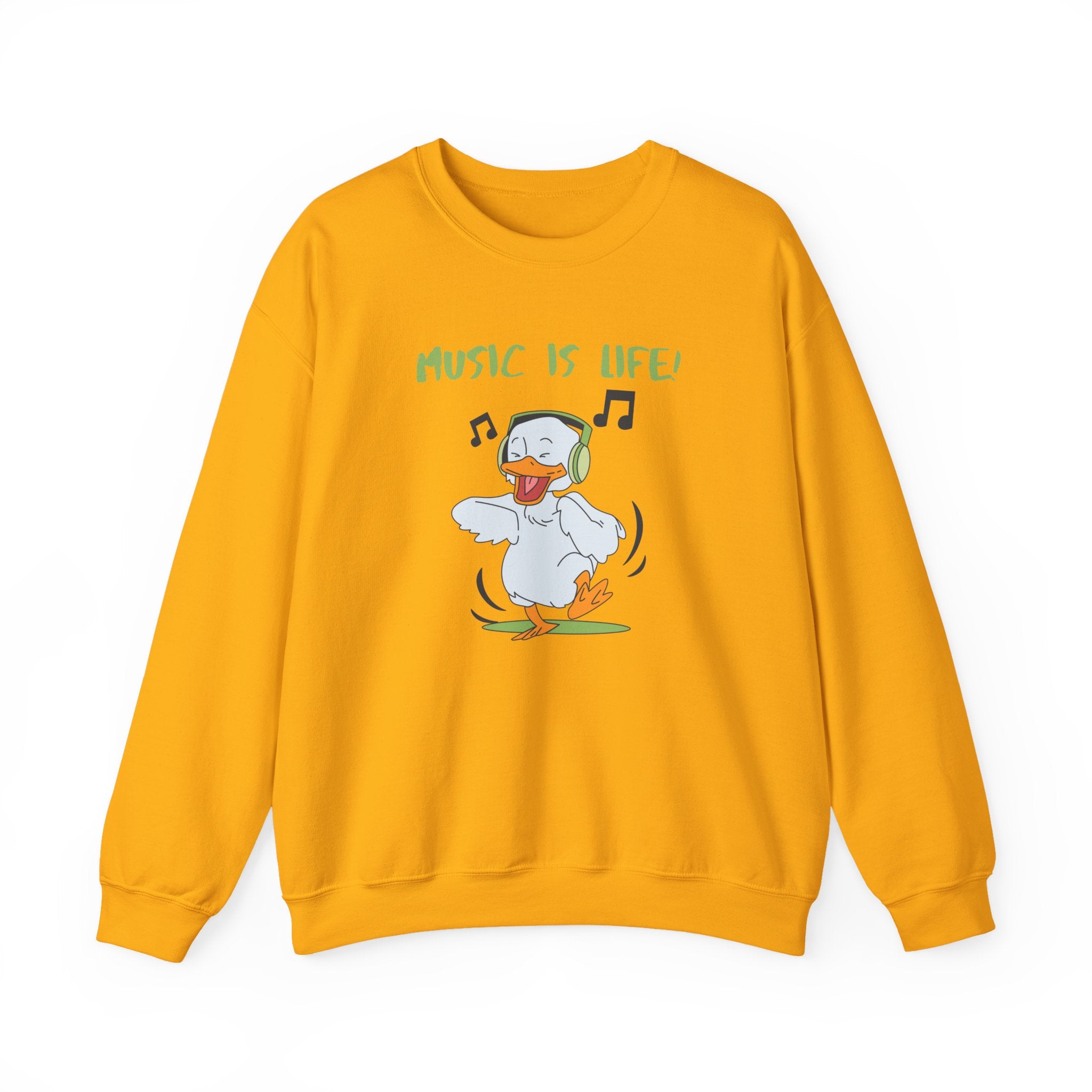 Music Is Life Duck Crewneck Sweatshirt – Cute DJ Duck Graphic Pullover