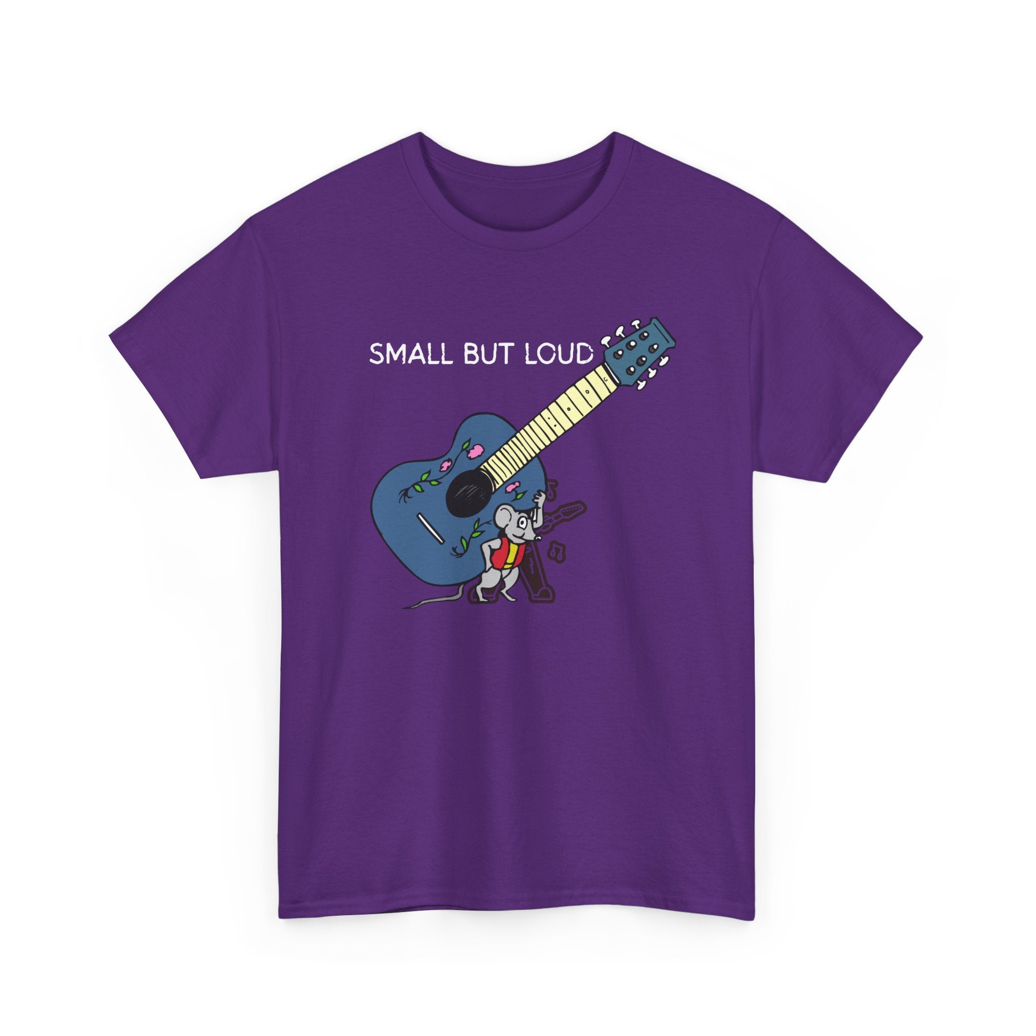 T-Shirt — "Small But Loud" Cute Mouse with Guitar Graphic