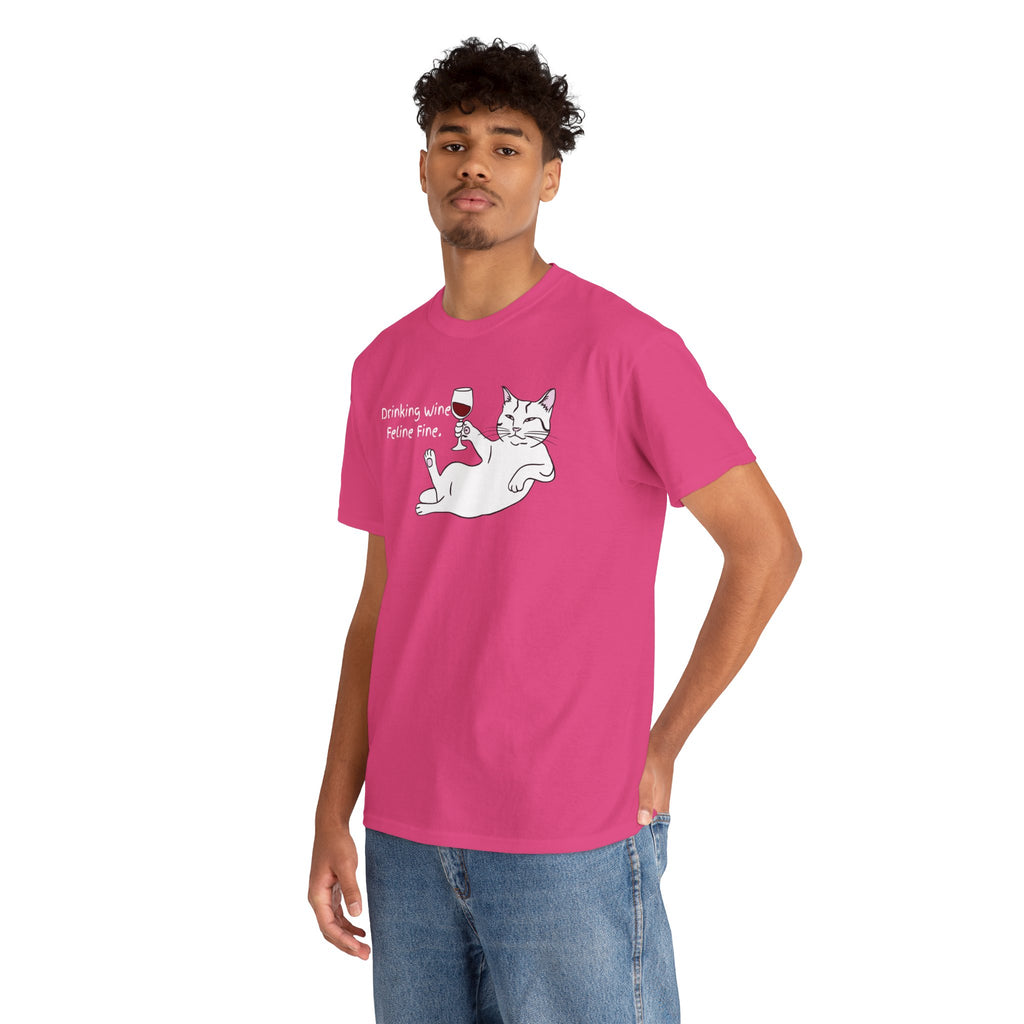 Drinking Wine, Feline Fine Cat Tee