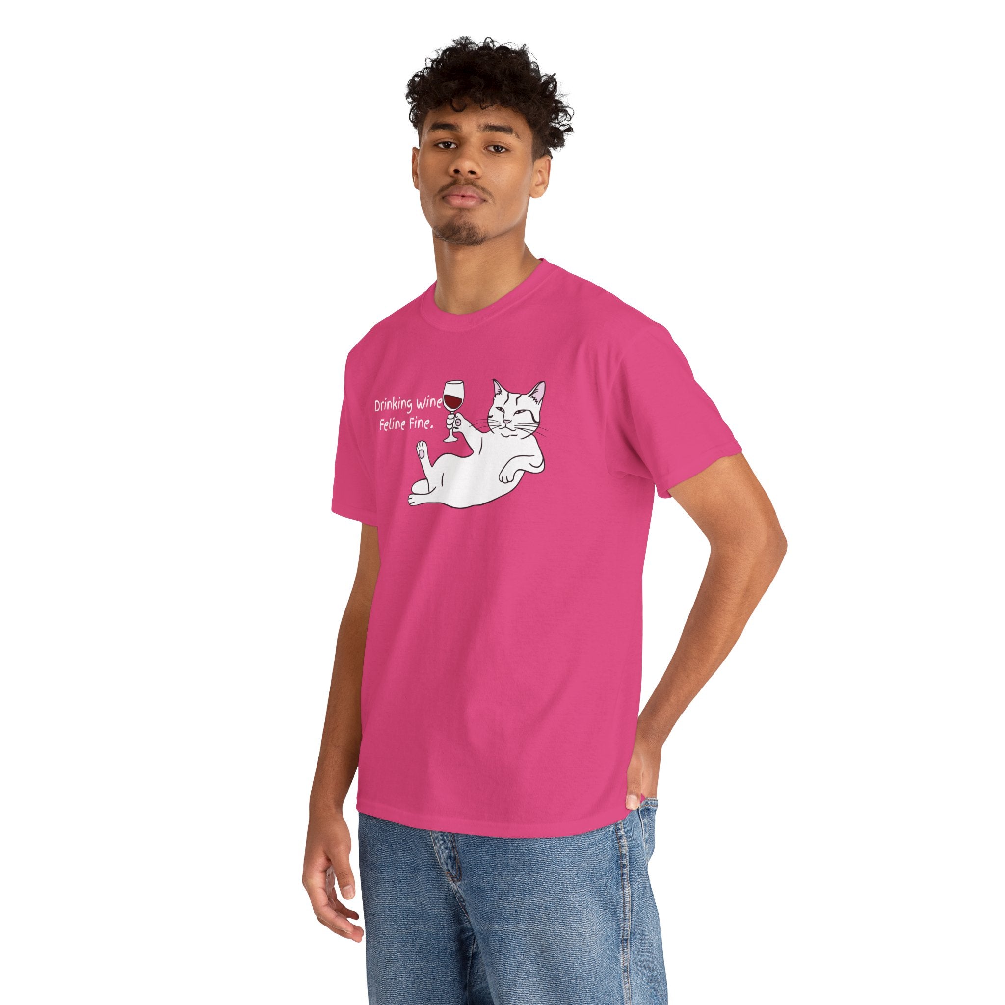 Drinking Wine, Feline Fine Cat Tee