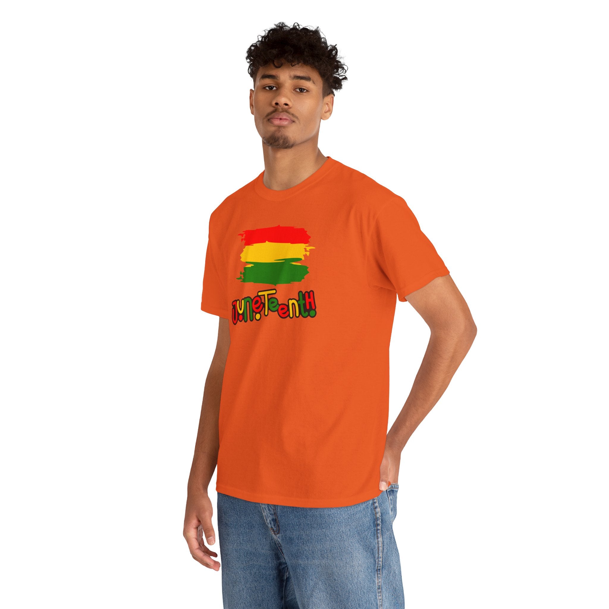 Juneteenth Graphic Tee — Rasta Flag Brushstroke Design
