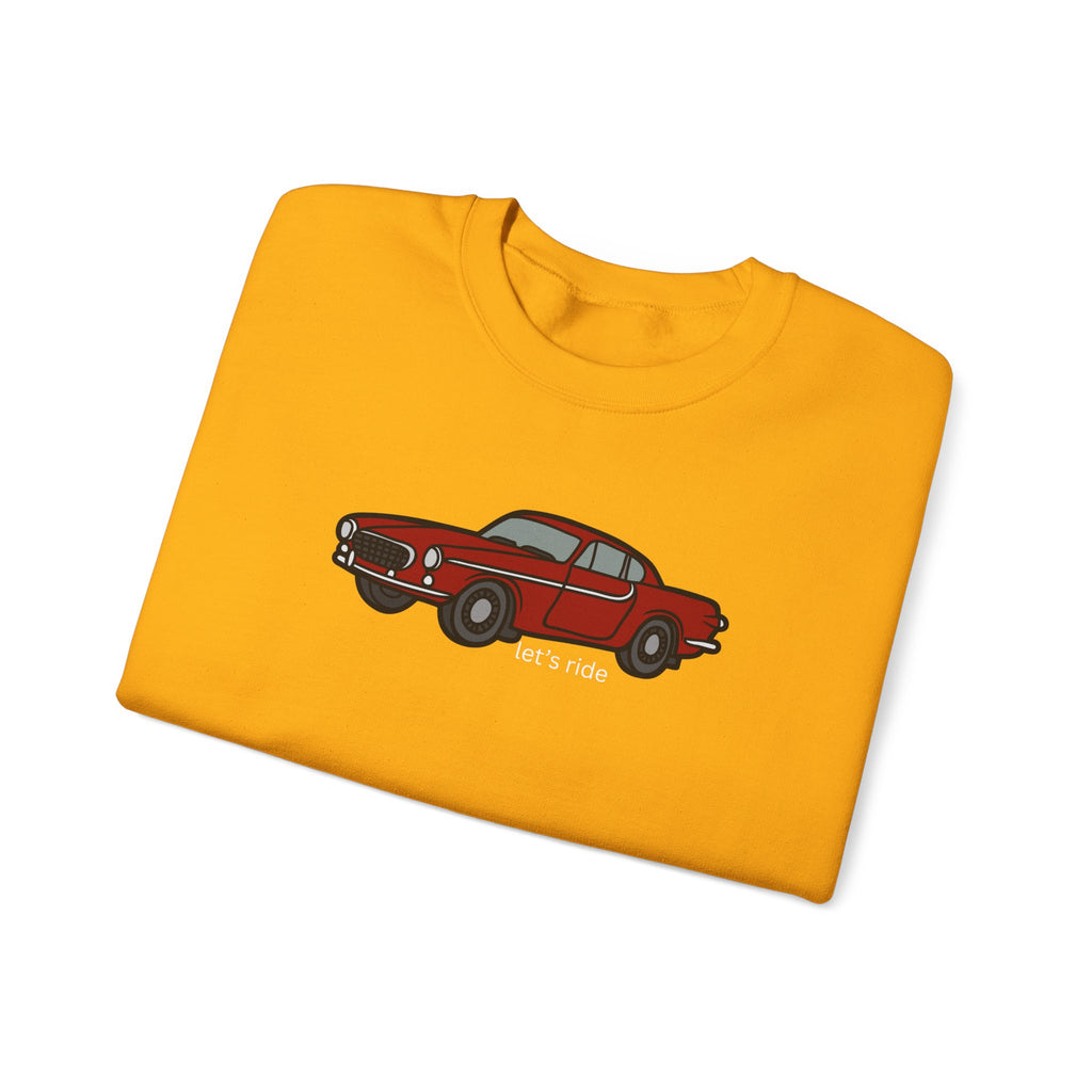Classic Red Muscle Car Sweatshirt — “let’s ride” Crewneck
