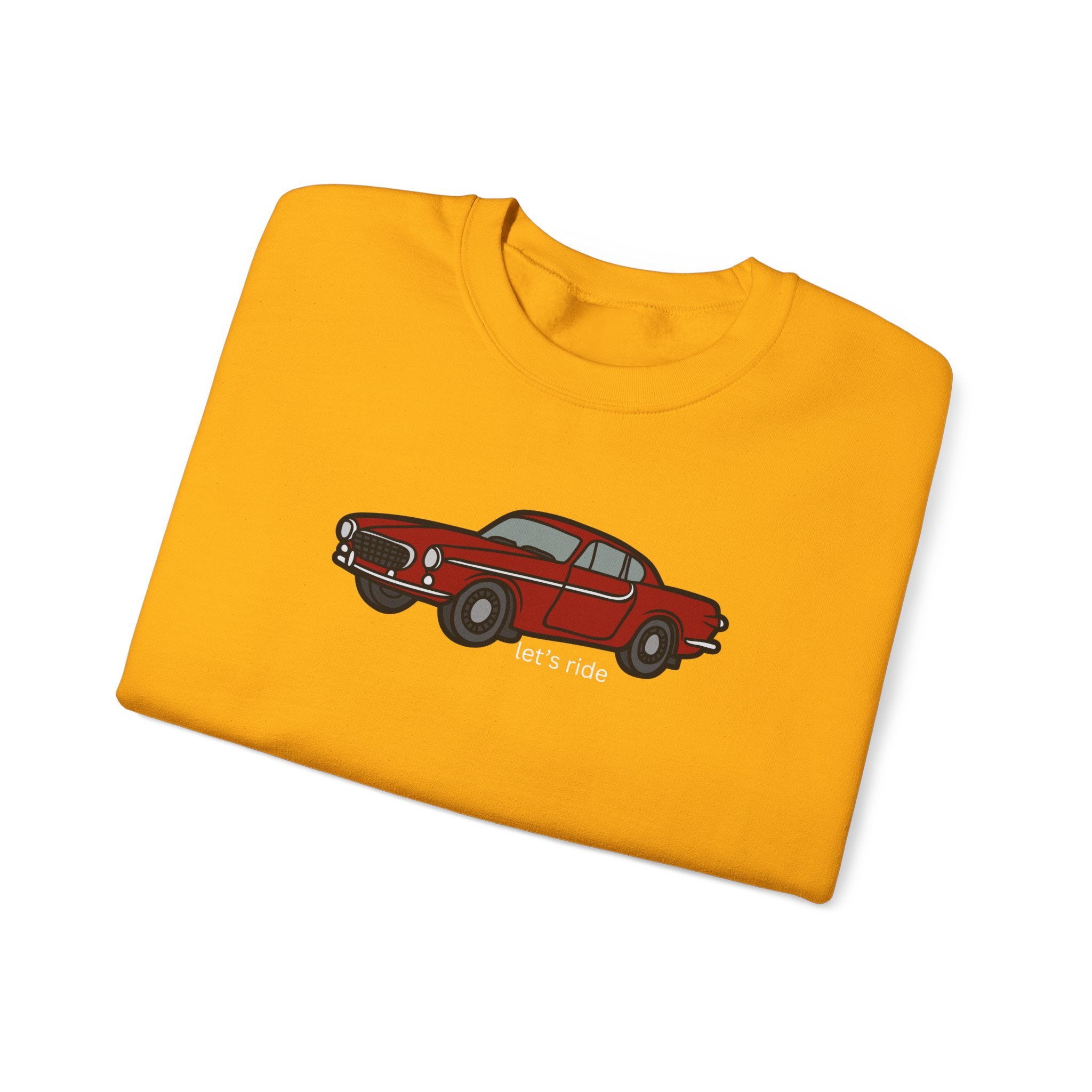 Classic Red Muscle Car Sweatshirt — “let’s ride” Crewneck