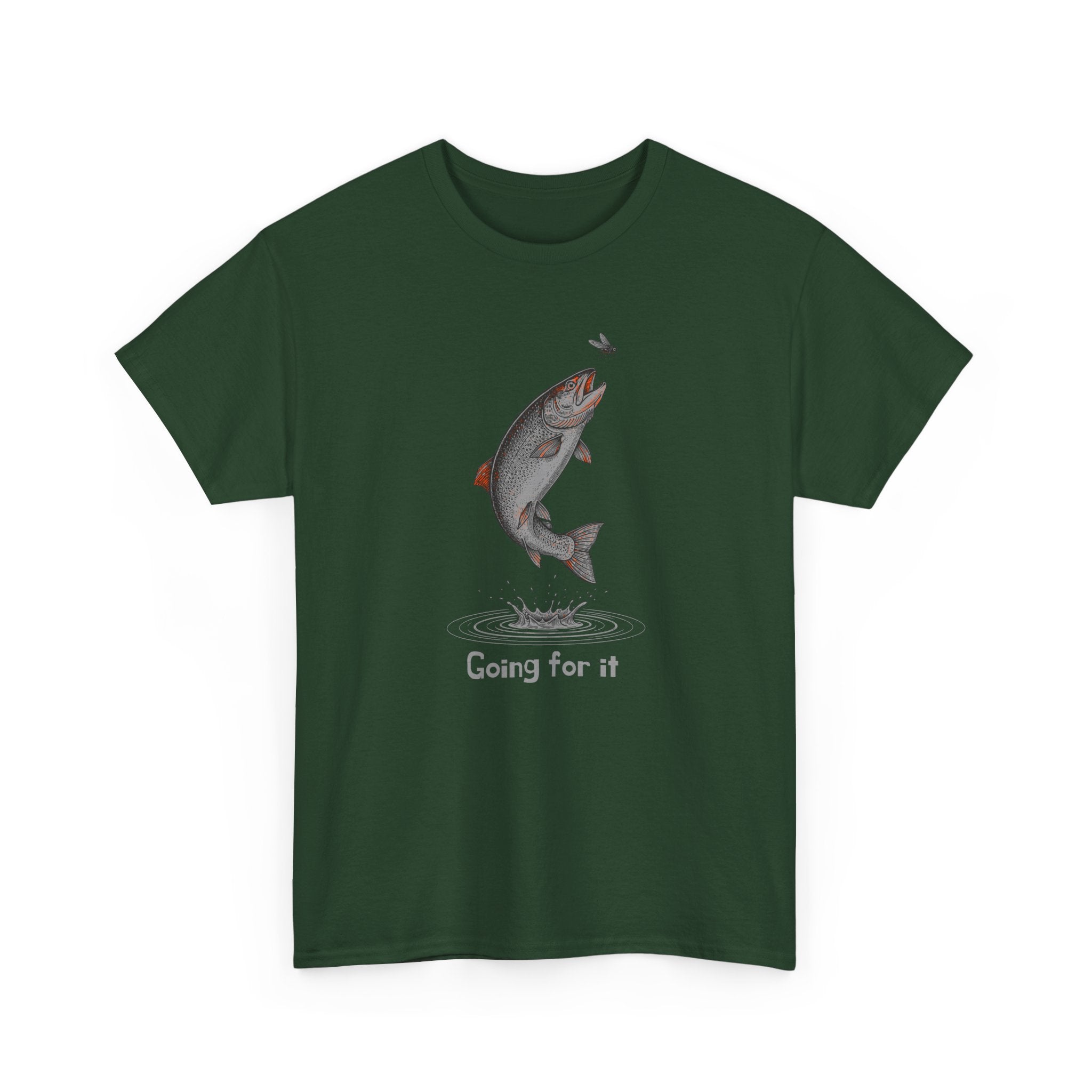 Fishing T‑Shirt — Leaping Trout 'Going for it' Graphic Tee