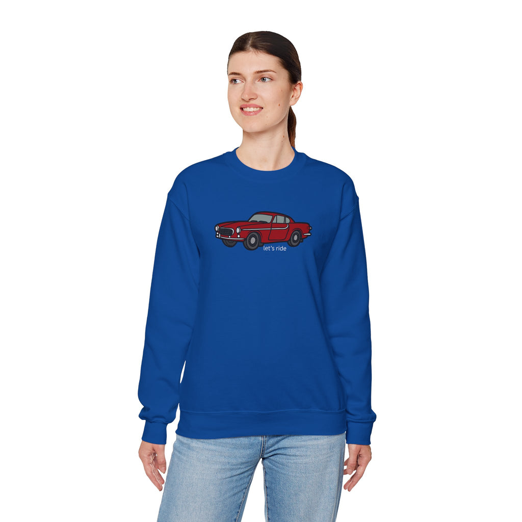Classic Red Muscle Car Sweatshirt — “let’s ride” Crewneck