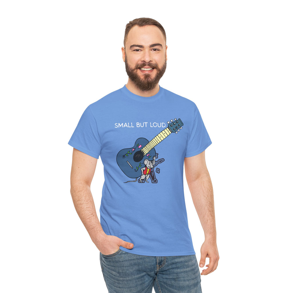 T-Shirt — "Small But Loud" Cute Mouse with Guitar Graphic