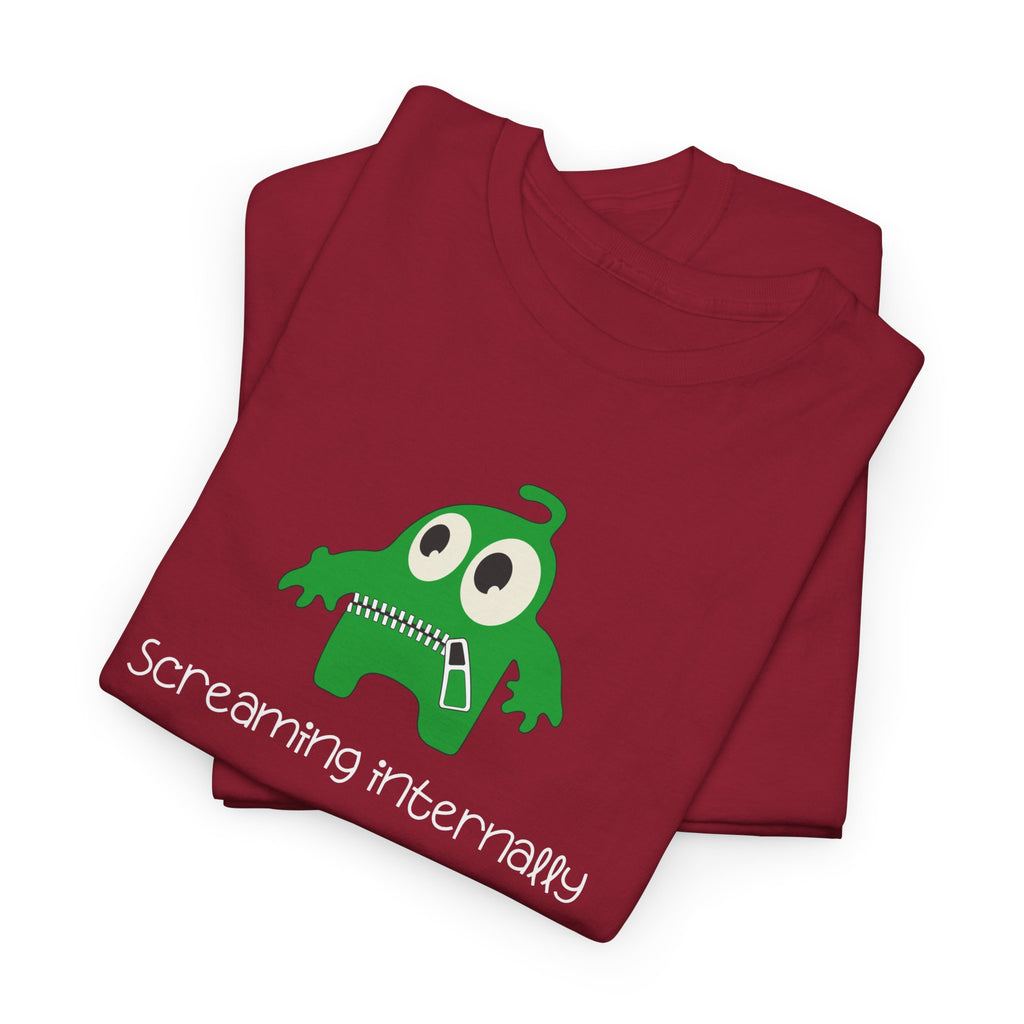 Screaming Internally Tee — Cute Green Monster Graphic Shirt