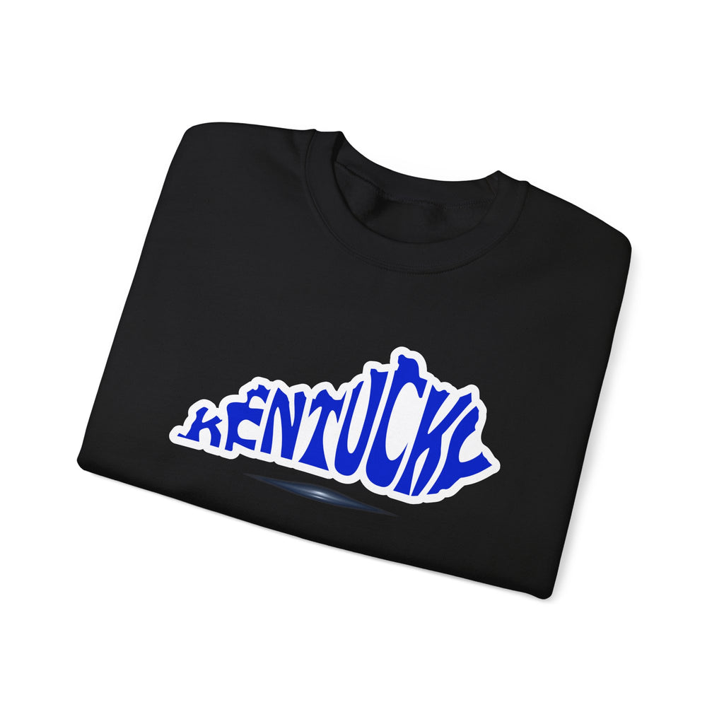 Kentucky State Outline Crewneck Sweatshirt — Blue 'Kentucky' Typography