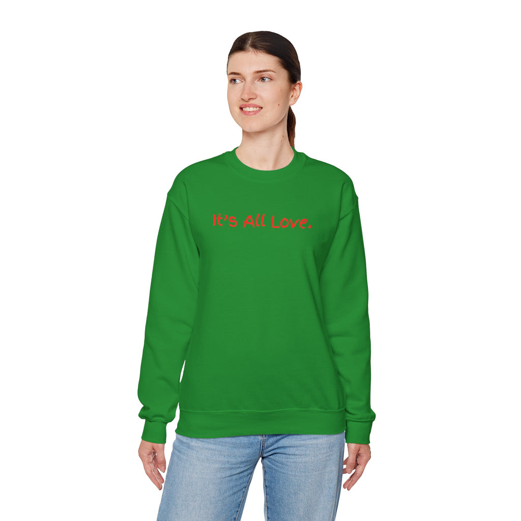 It's All Love Crewneck Sweatshirt — Casual Unisex Black Pullover