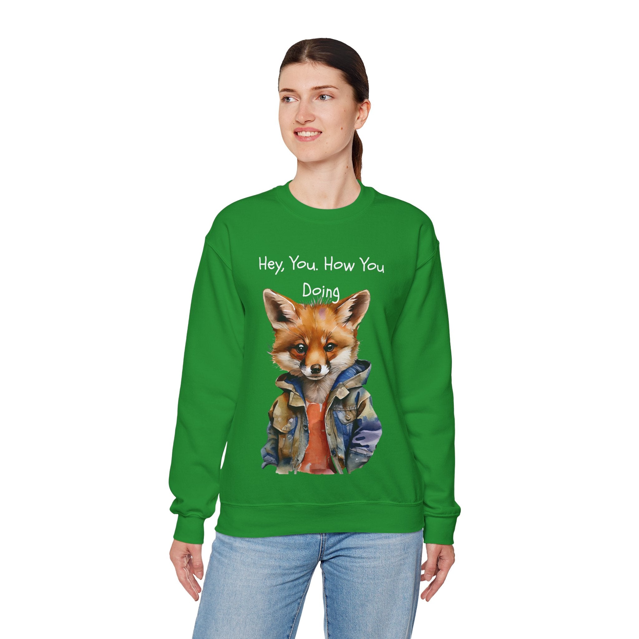 Fox Graphic Crewneck Sweatshirt — "Hey, You. How You Doing" Cozy Pullover