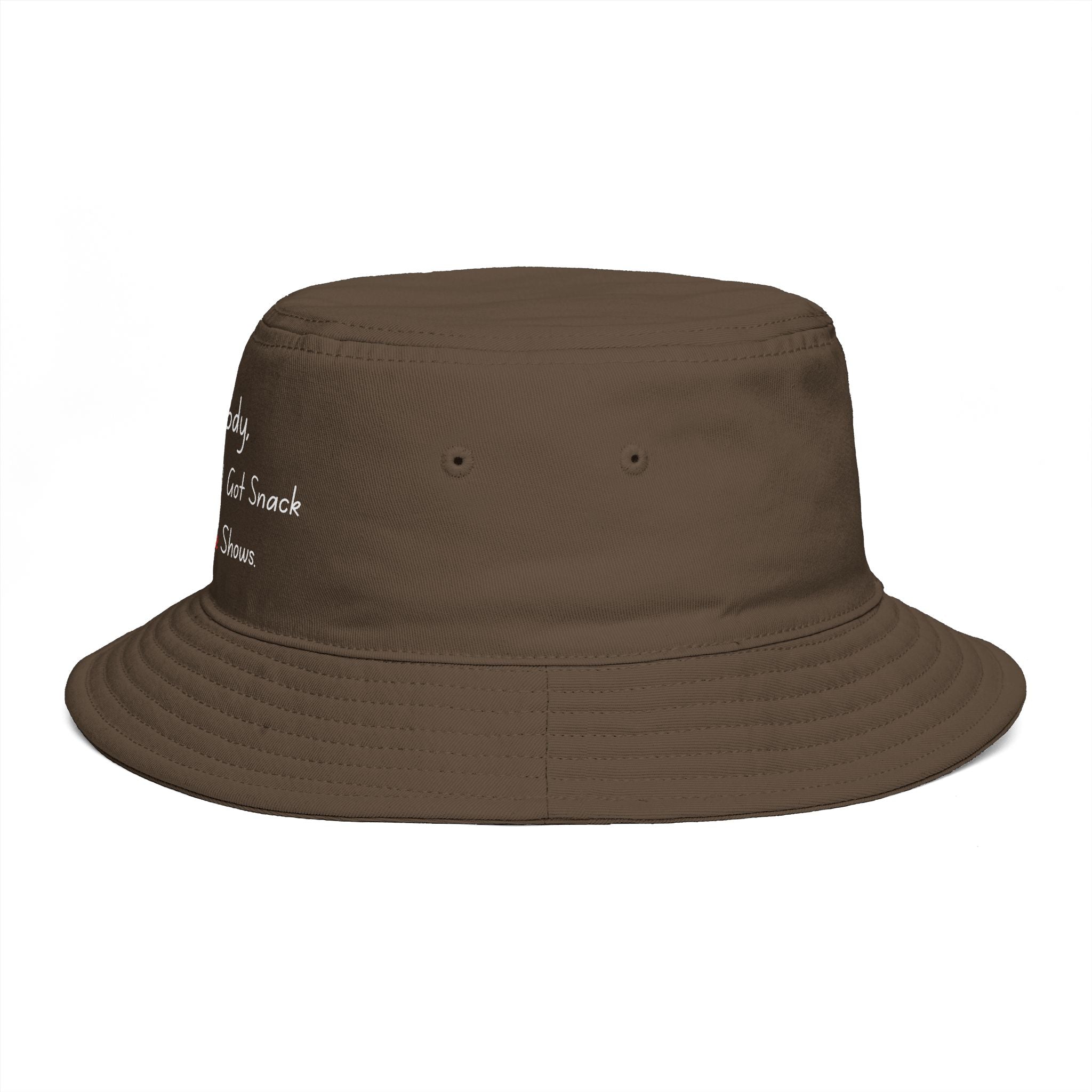 Bucket Hat — “HomeBody: At My House I Got Snack And Crime Shows” Embroidered