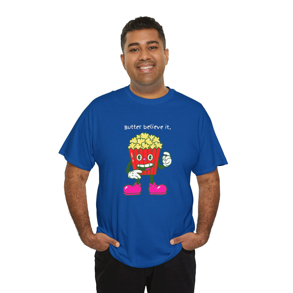 Butter Believe It Popcorn Tee — Cute Retro Snack Cartoon T-Shirt