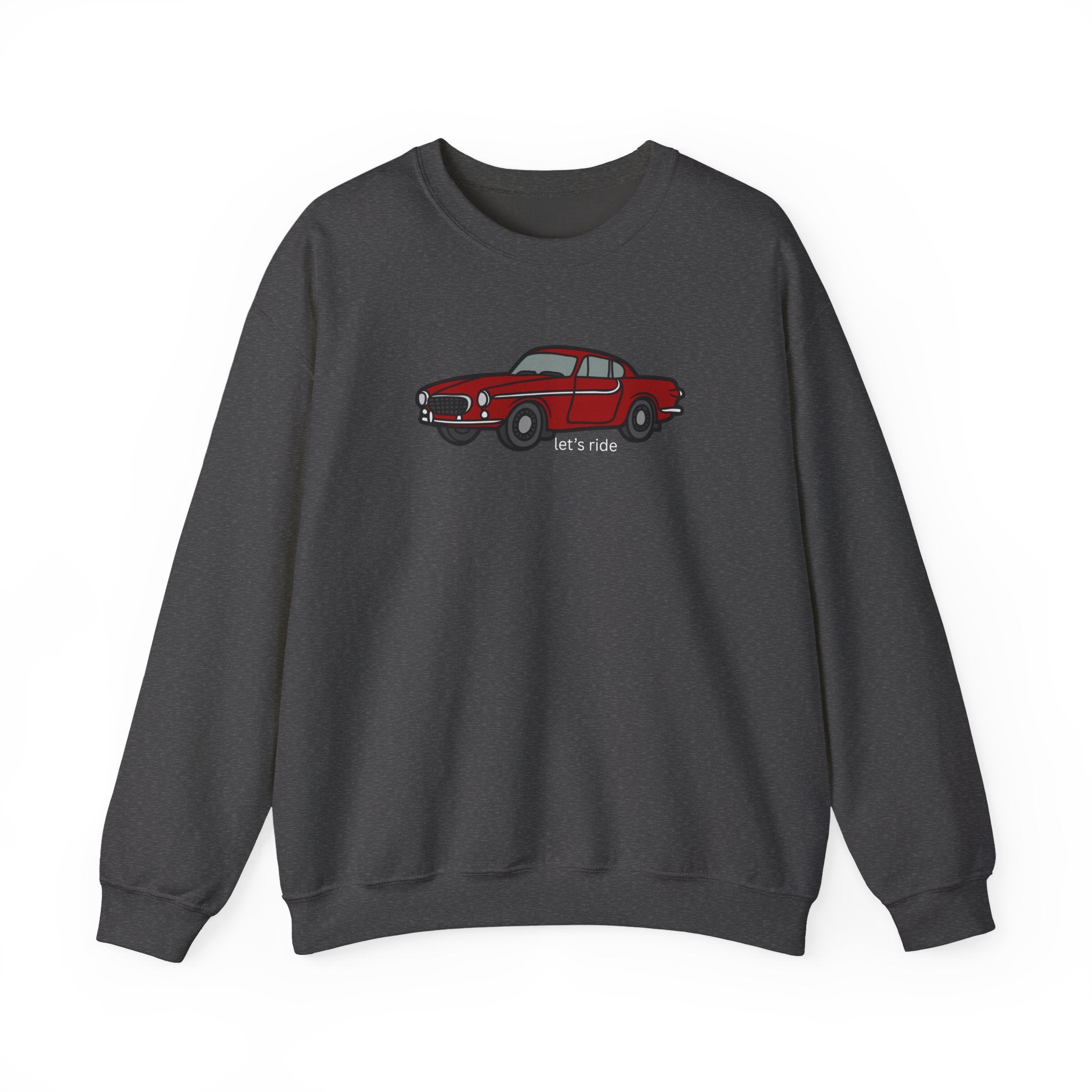 Classic Red Muscle Car Sweatshirt — “let’s ride” Crewneck