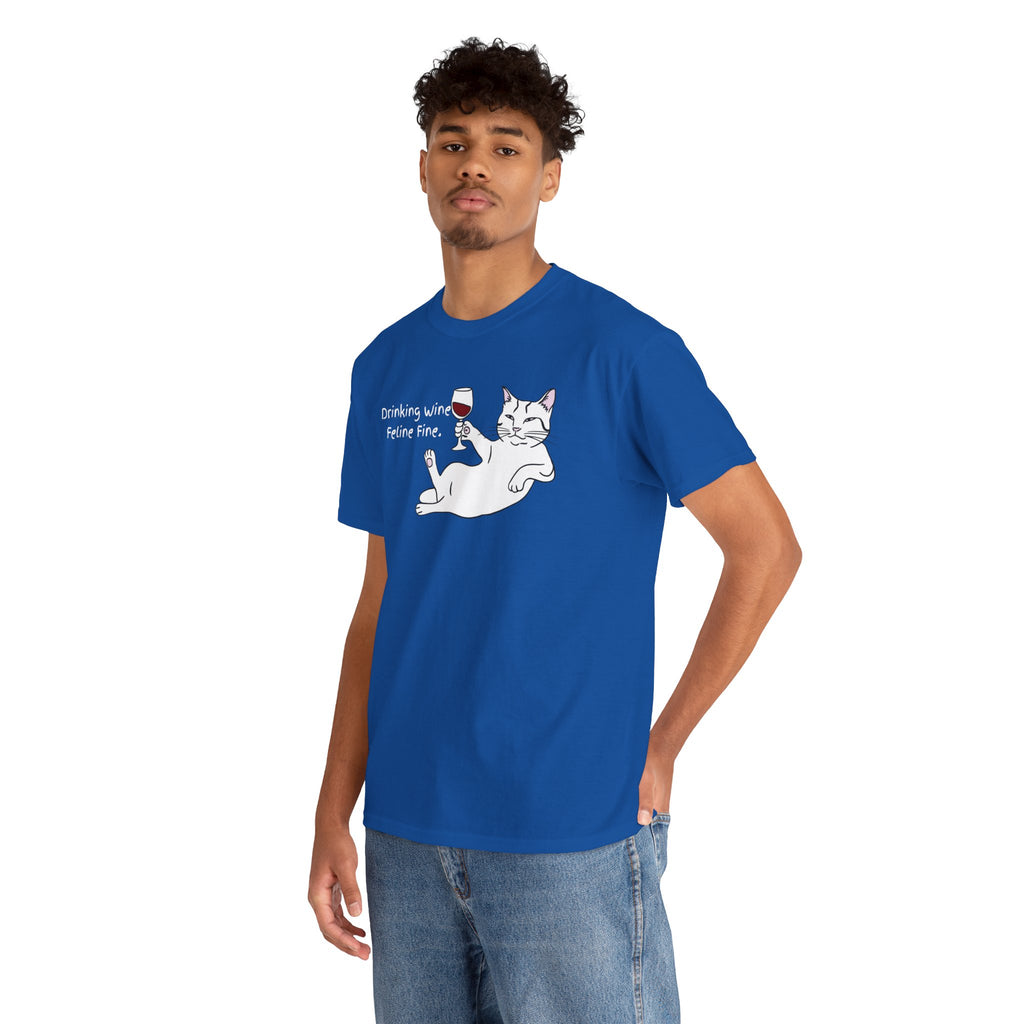 Drinking Wine, Feline Fine Cat Tee