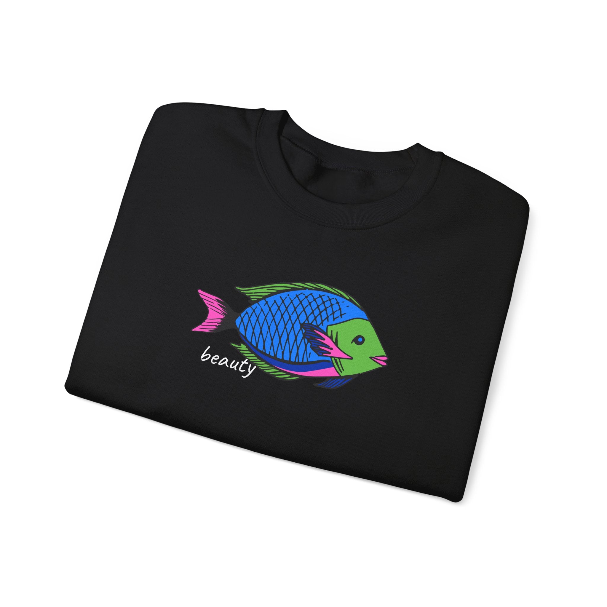 Fish Graphic Sweatshirt — Neon Tropical Fish 'beauty' Crewneck