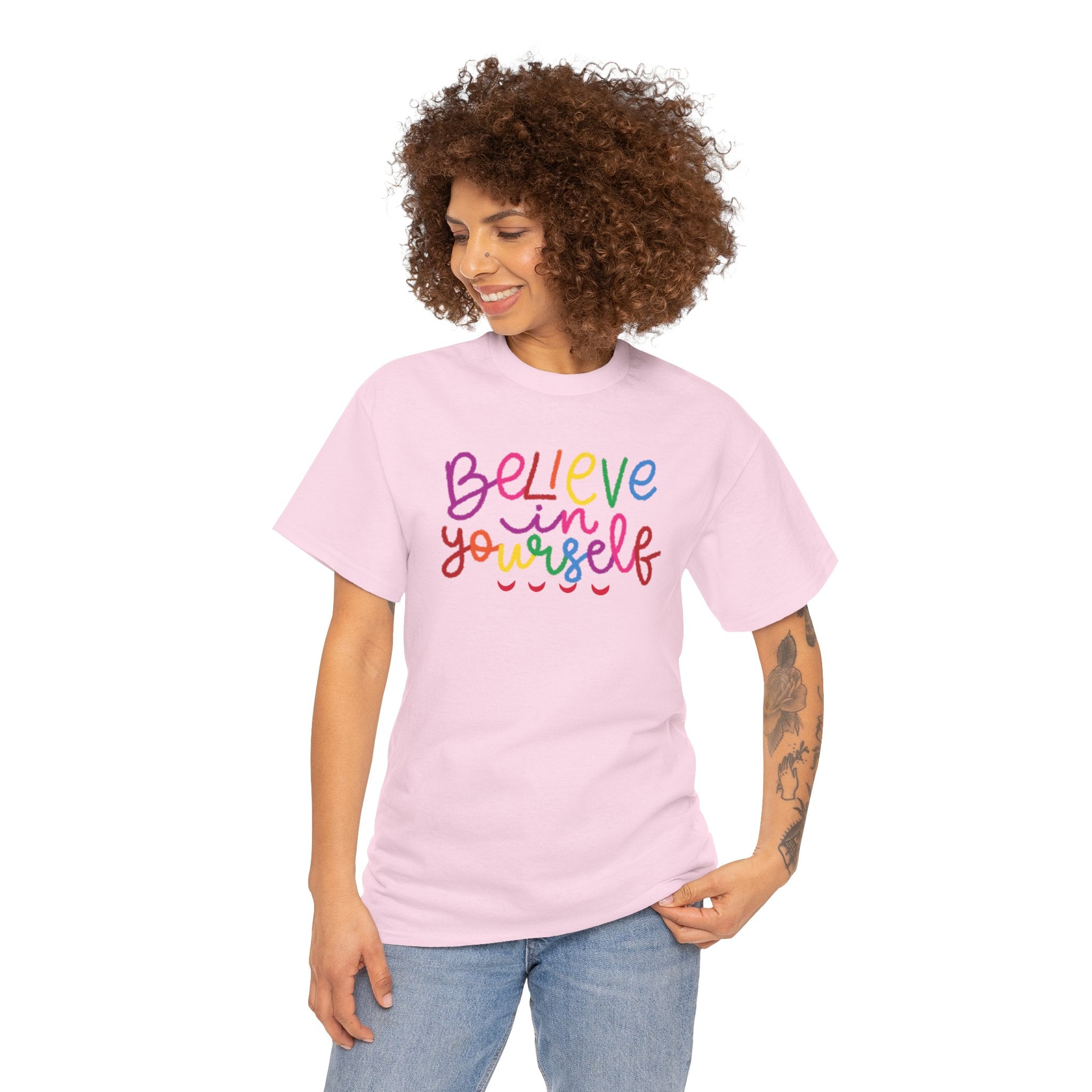 Believe in Yourself Tee — Rainbow Inspirational Motivational Shirt