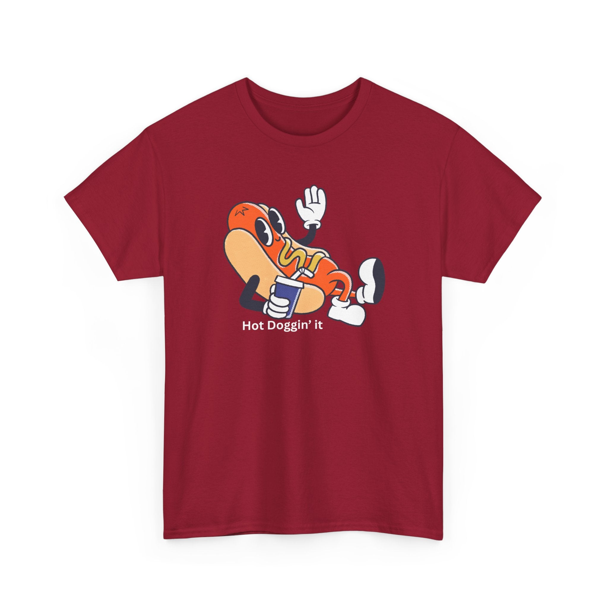Hot Dog Character T‑Shirt – Retro Cartoon Dancing Sausage Tee