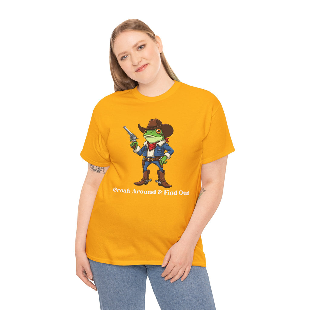 Cowboy Frog T-Shirt - "Croak Around & Find Out" Funny Western Graphic Tee