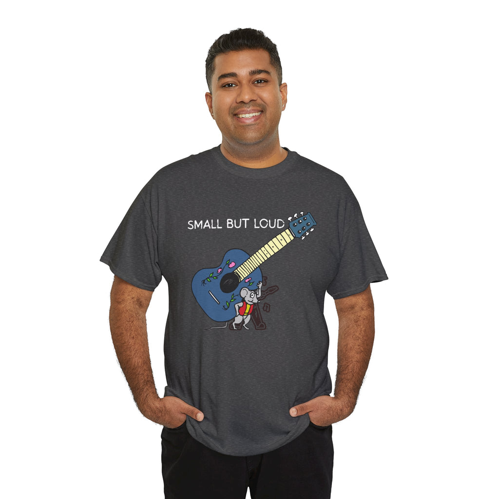 T-Shirt — "Small But Loud" Cute Mouse with Guitar Graphic