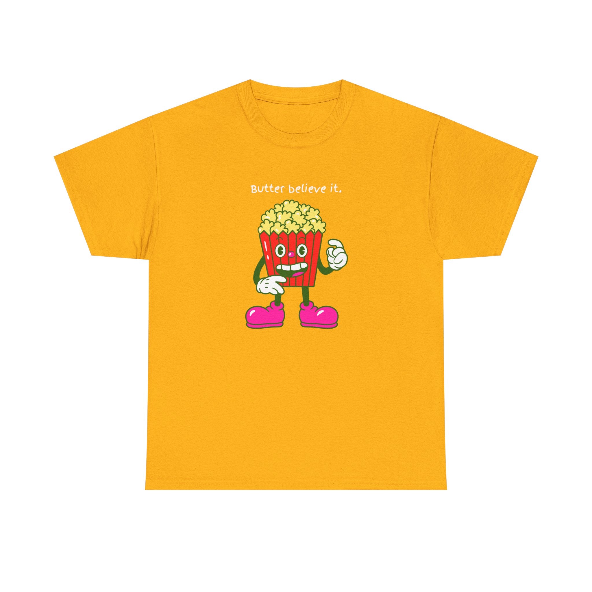 Butter Believe It Popcorn Tee — Cute Retro Snack Cartoon T-Shirt
