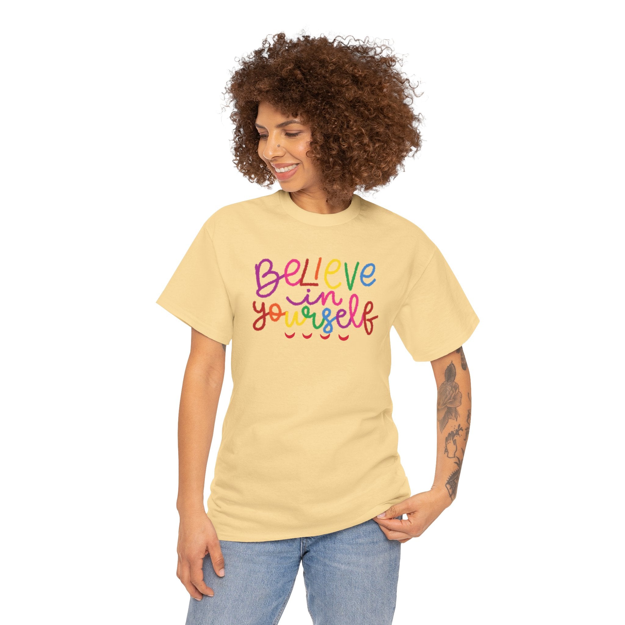 Believe in Yourself Tee — Rainbow Inspirational Motivational Shirt