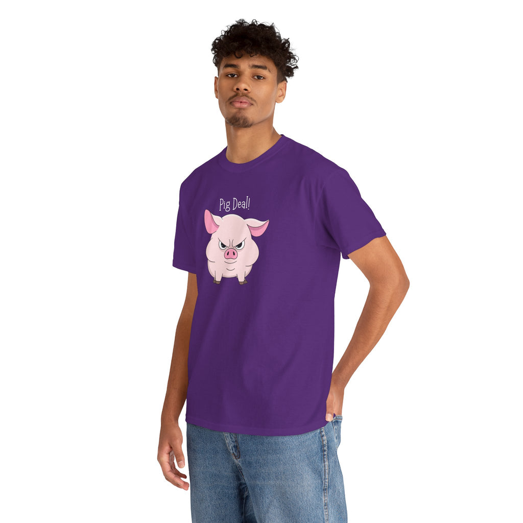 Pig Deal! Cute Angry Pig Graphic Tee — Funny Farm Animal T-Shirt