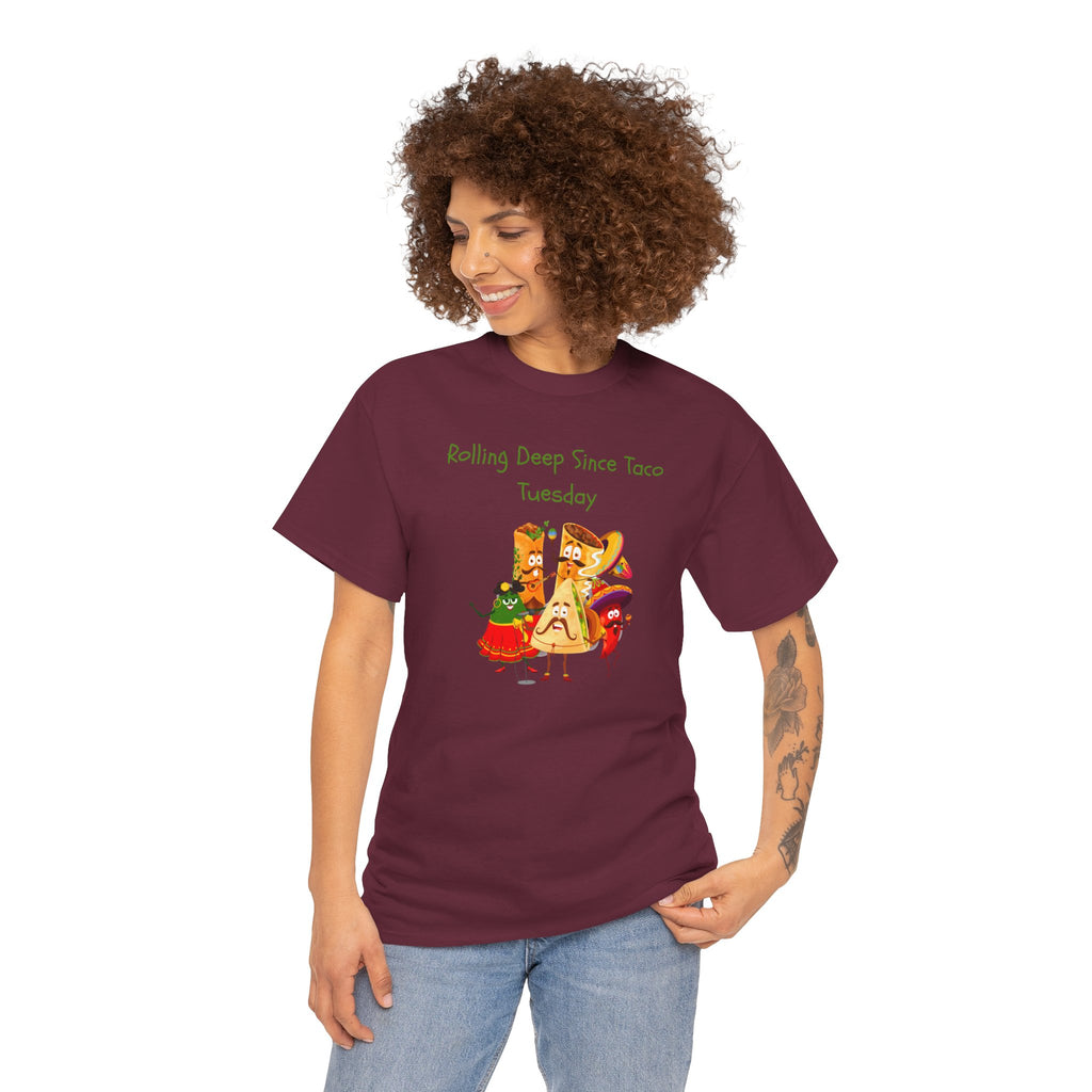 Taco Tuesday Graphic Tee — "Rolling Deep Since Taco Tuesday" Funny Mexican Food Shirt