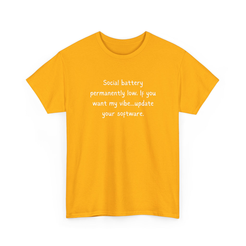 Social Battery Permanently Low Tee — Introvert Humor Cotton T-Shirt